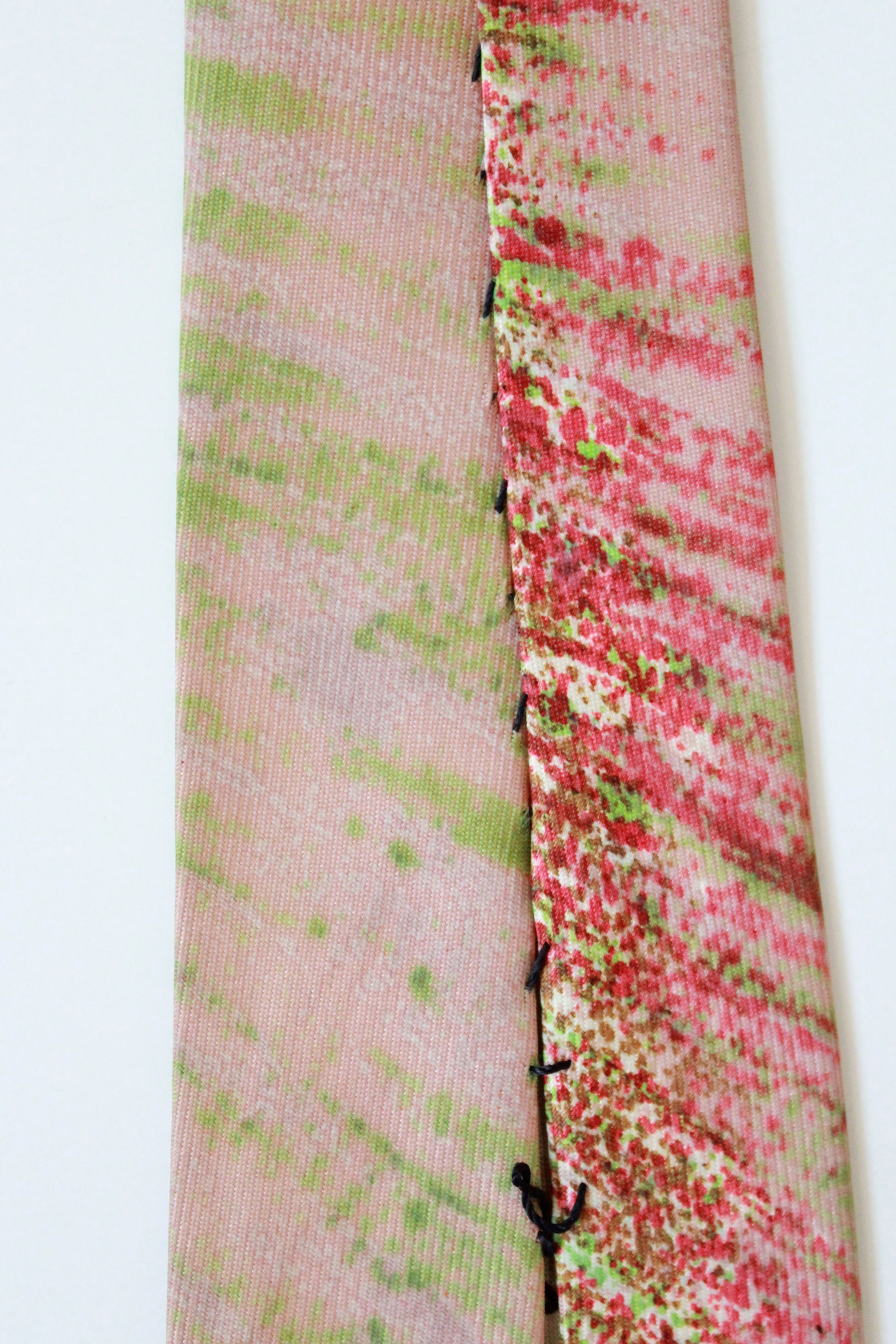 Vintage Early 1950s Hand Painted Neon Pink And Green Tie