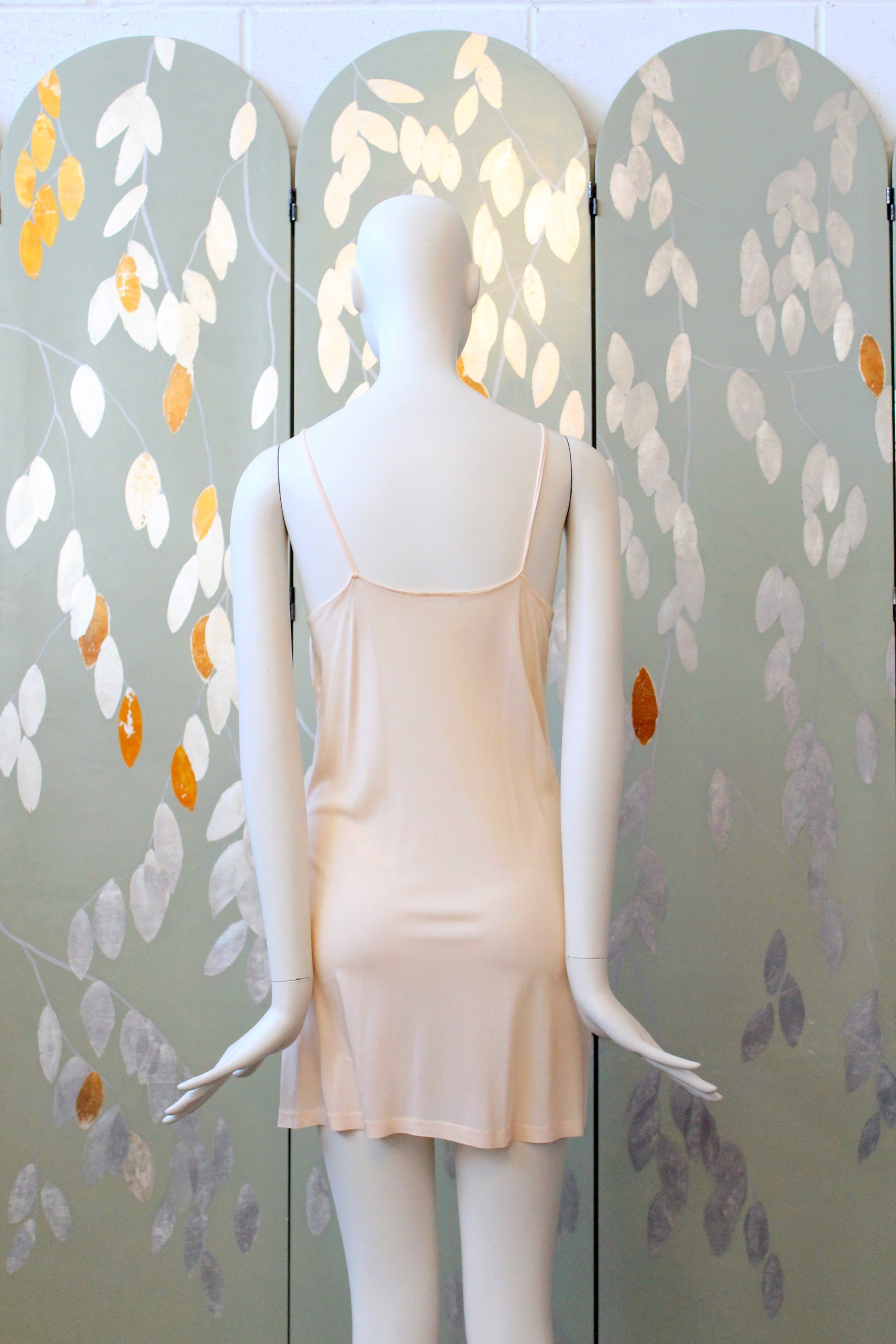 1960s Light Peach Embroidered Mini Slip, XS