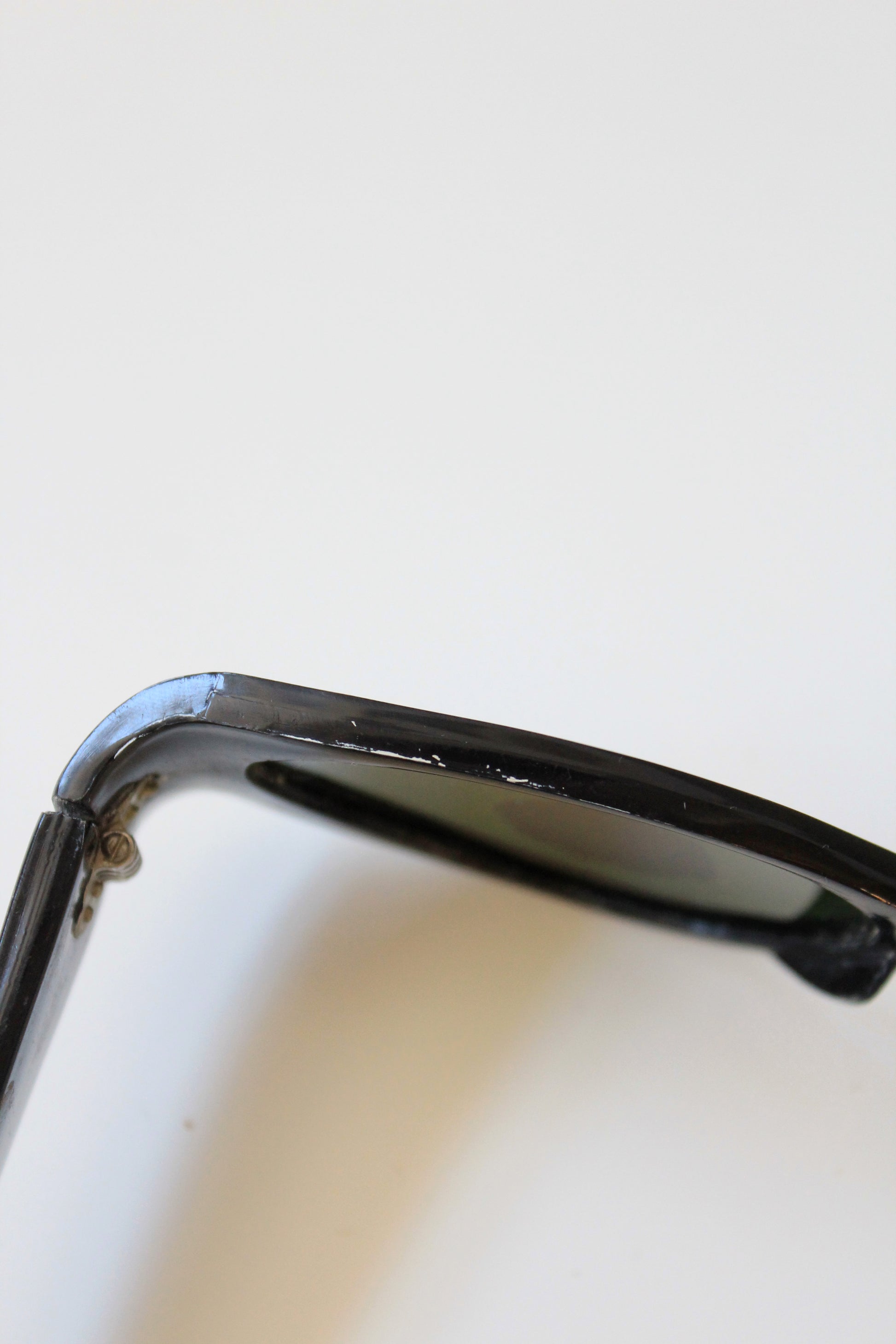 1950s Black Plastic Sunglasses With Green Lenses, Unused