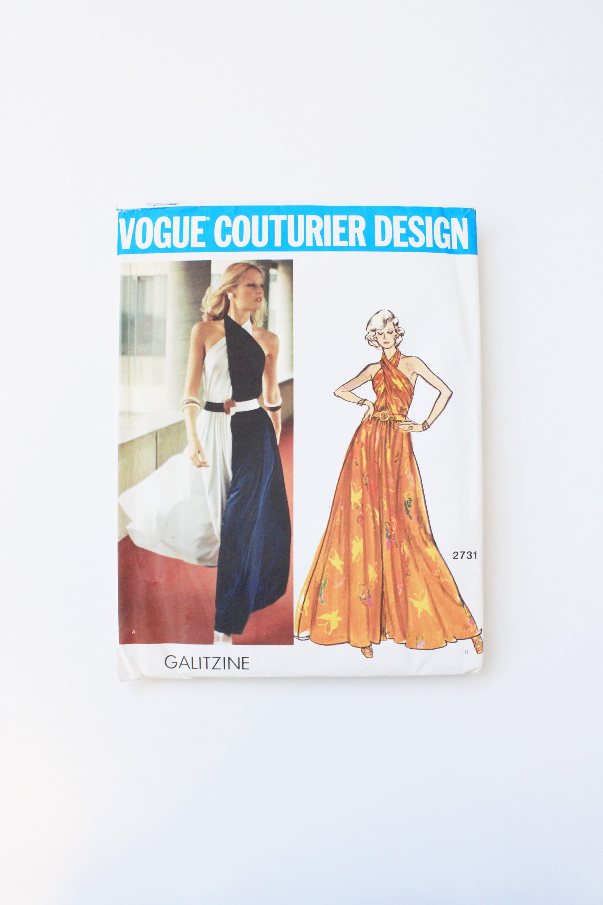 1970s Halter Dress Vogue Couturier Design 2731 Sewing Pattern, Galitzi Ian Drummond Vintage 1970s Halter Dress Vogue Couturier Design 2731 Sewing Pattern, Galitzi Ian Drummond Vintage
