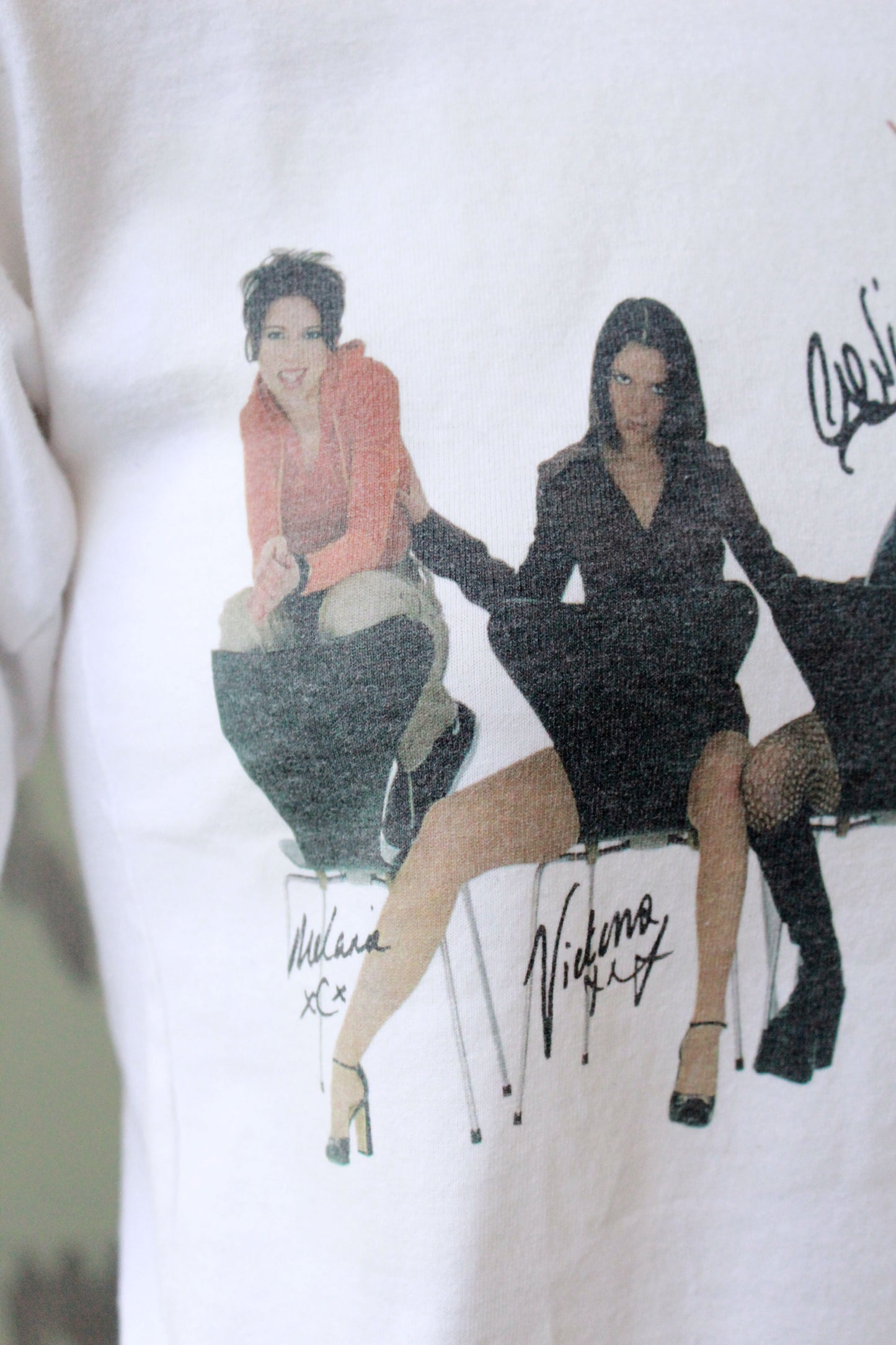 Vintage 1990s Spice Girls Baby Tee With Illustrated Autographs, XS