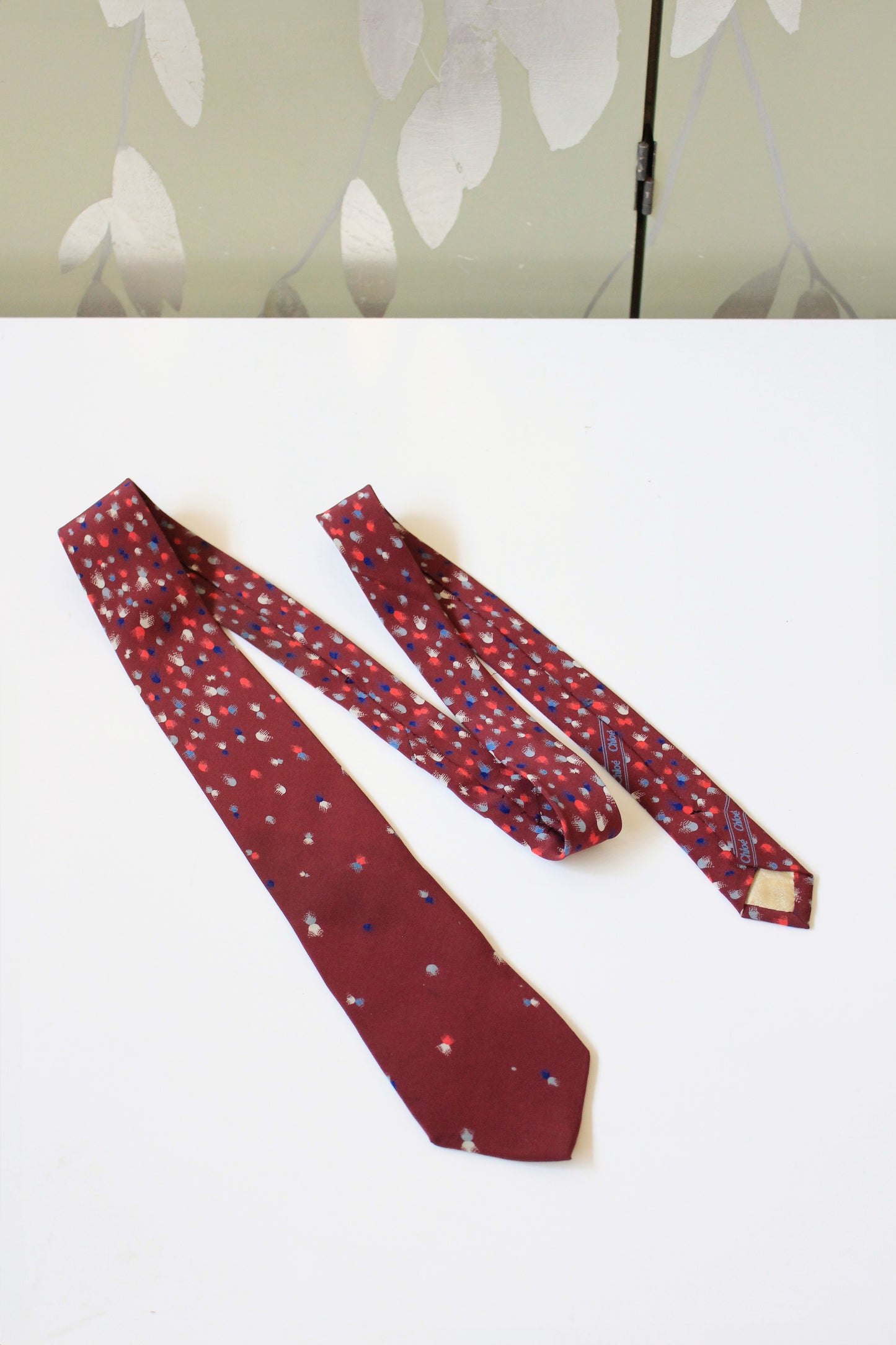 Chloé Burgundy With Multi Coloured Confetti Designer Silk Tie