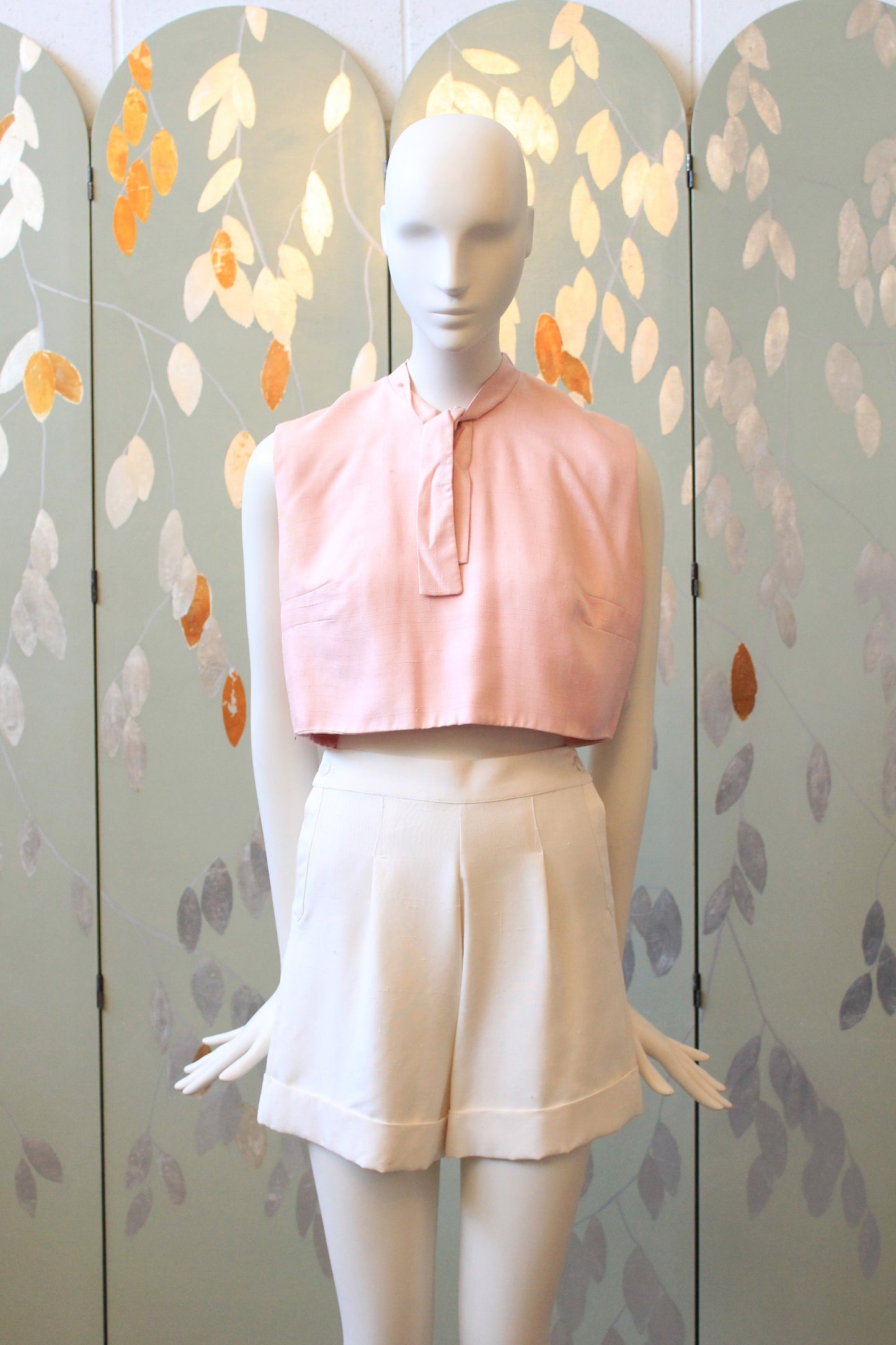 Vintage 1960s Pink Sleeveless Top With Oversized Black Buttons, XS