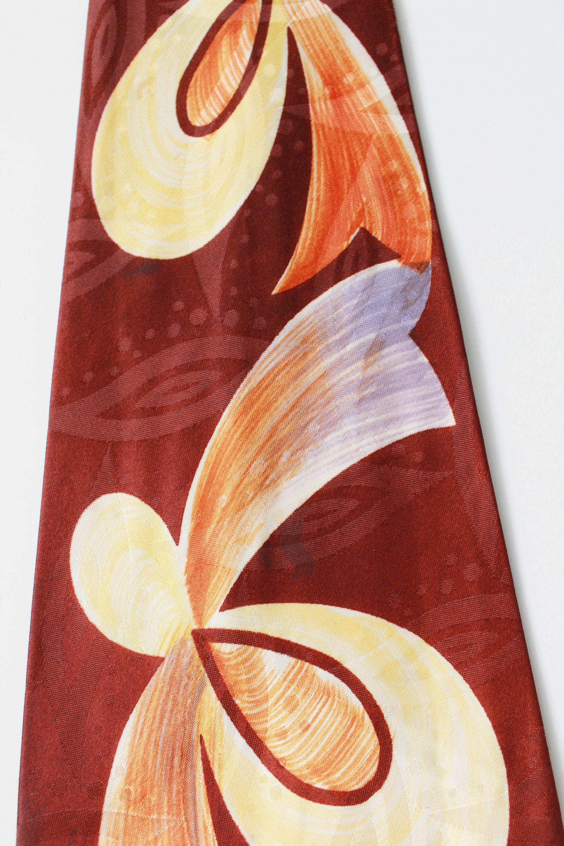 Vintage 1950s Brown Yellow And Orange Swirl Mid Century Tie