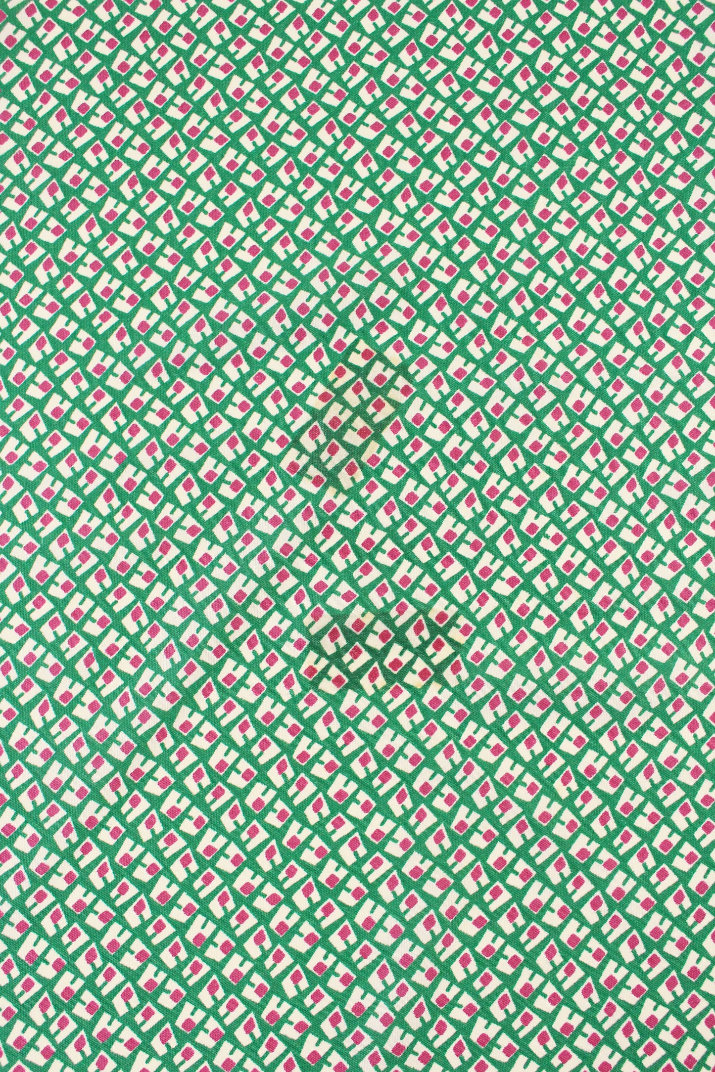 1940s Green And Purple Asymmetrical Print Rayon Sewing Fabric, 4 Yards