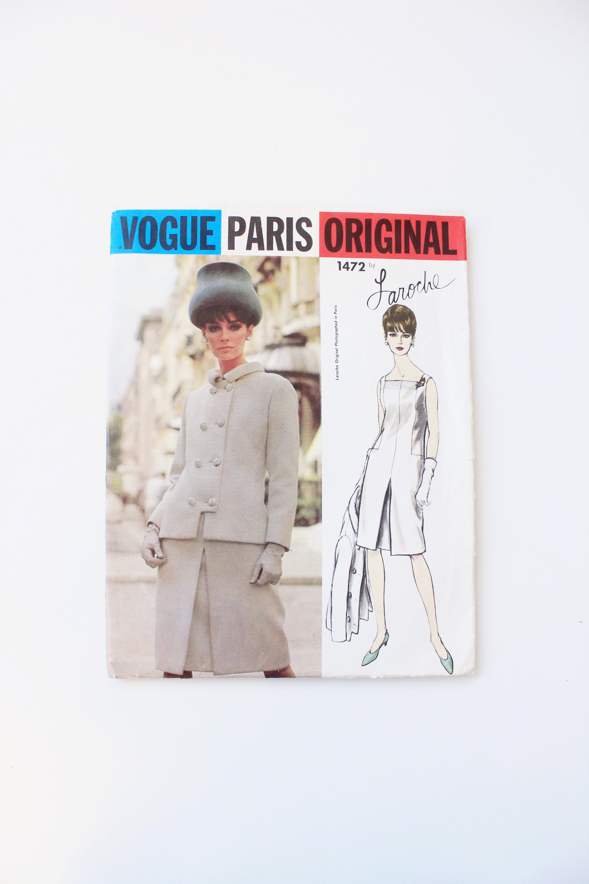 1960s One Piece Dress And Jacket Set Vogue Paris Original 1472 Sewing Pattern, Laroche, Cut-Complete Size 12