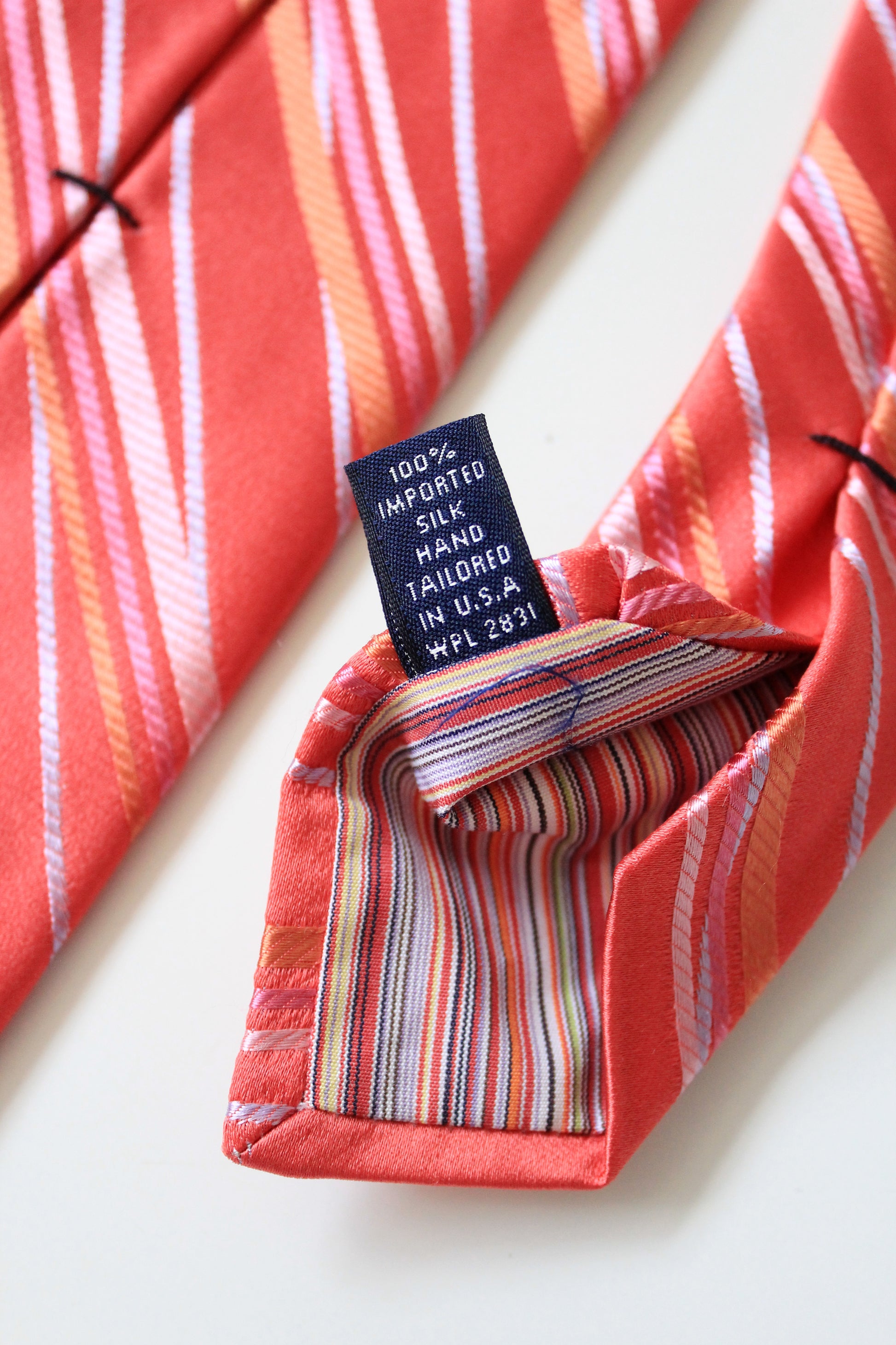 Early 2000s Ted Baker Salmon Pink Silk Designer Tie 