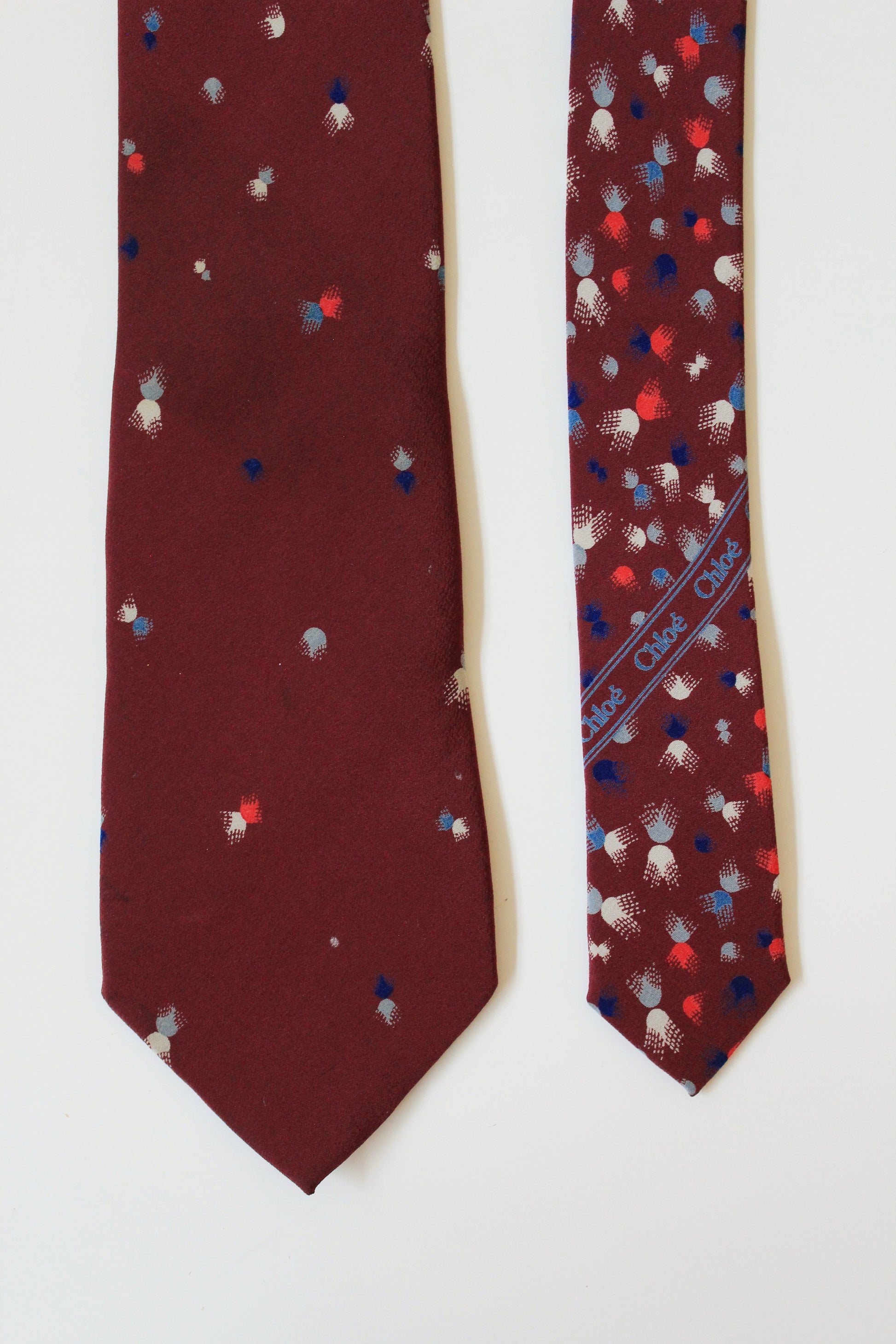 Chloé Burgundy With Multi Coloured Confetti Designer Silk Tie