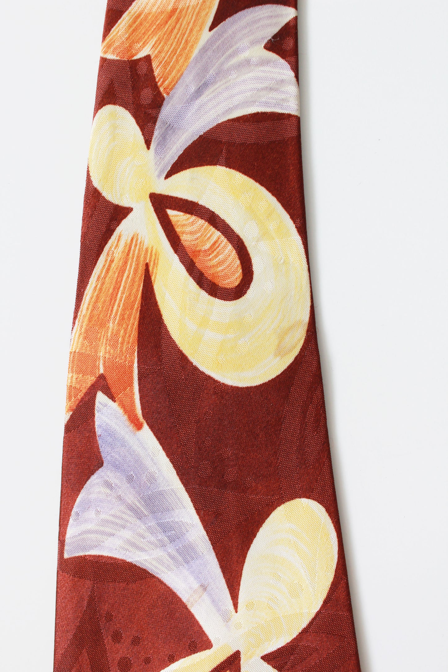 Vintage 1950s Brown Yellow And Orange Swirl Mid Century Tie