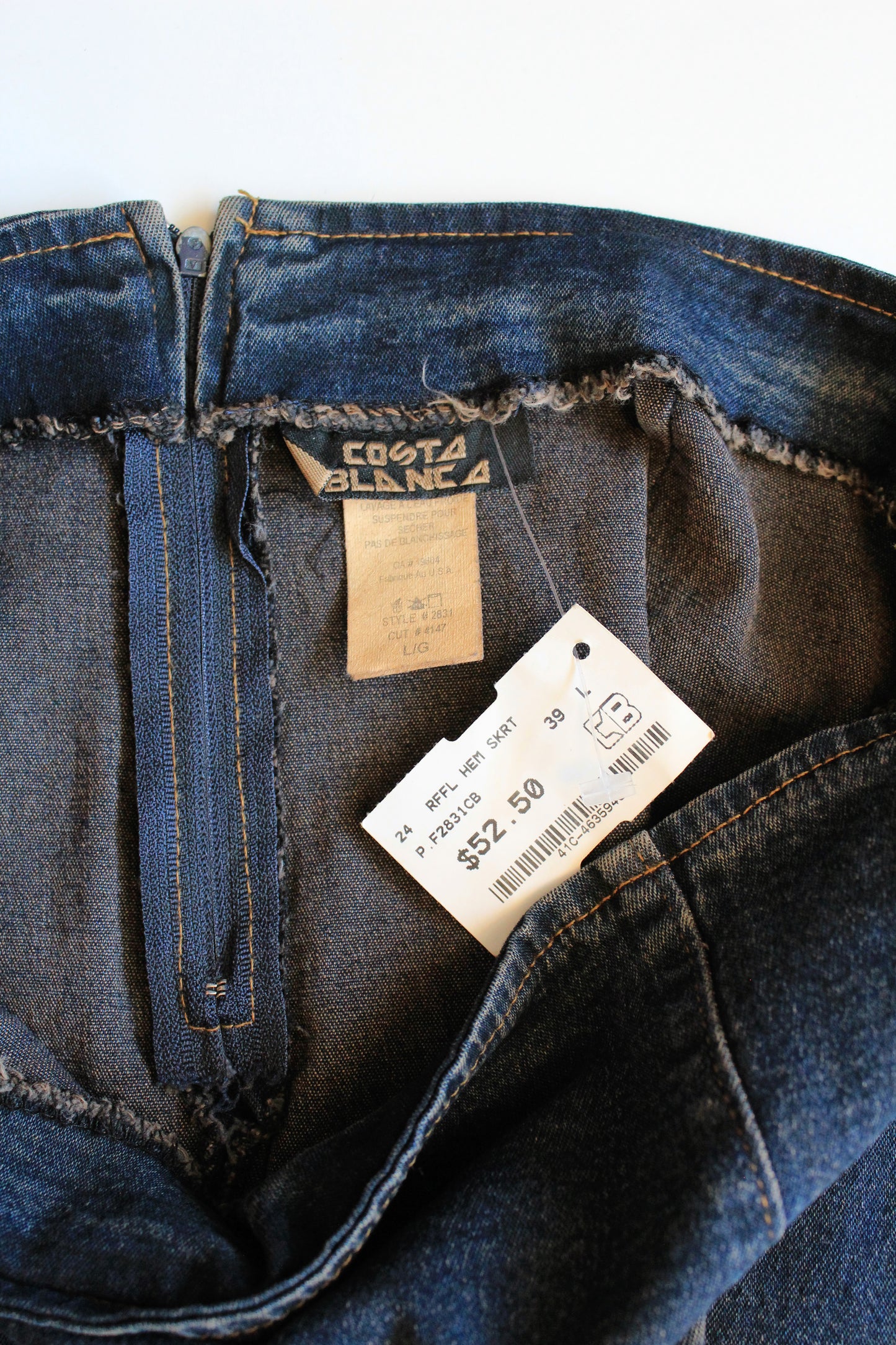 Early 2000 Denim Skirt With Lace Waterfall Hem , Large 
