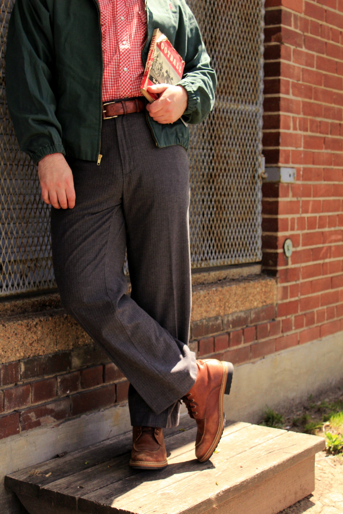 Men's 30s-Style Gap Relaxed Fit Grey Pinstripe Cotton Pants