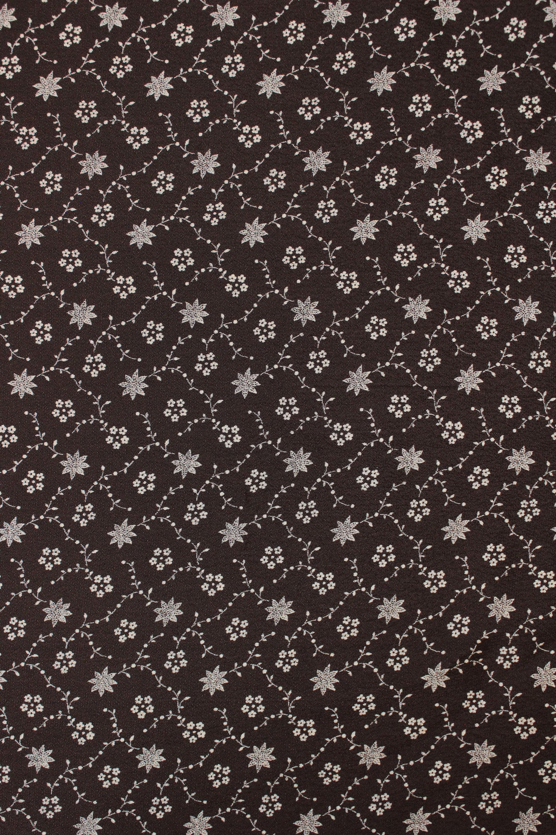 1930s Chocolate Brown And Taupe Floral Rayon Fabric, 4 Yards