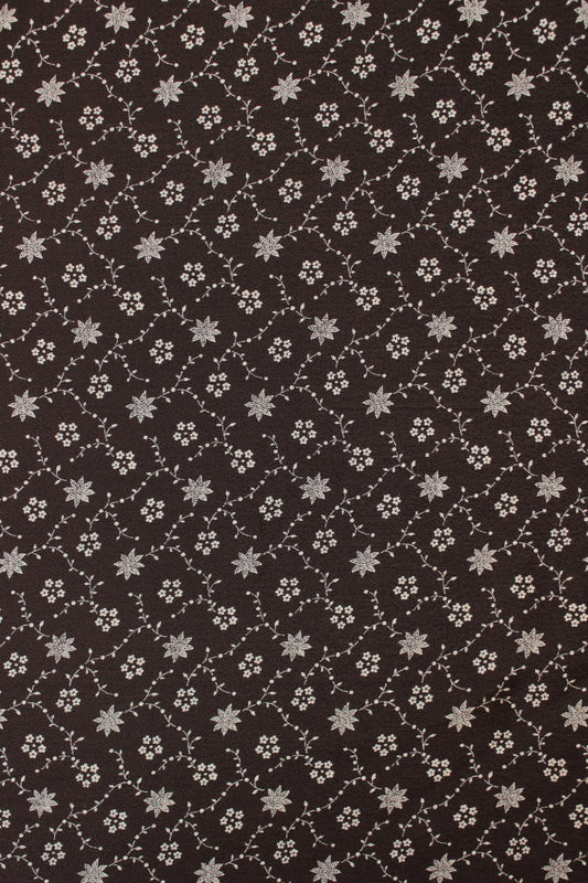 1930s Chocolate Brown And Taupe Floral Rayon Fabric, 4 Yards