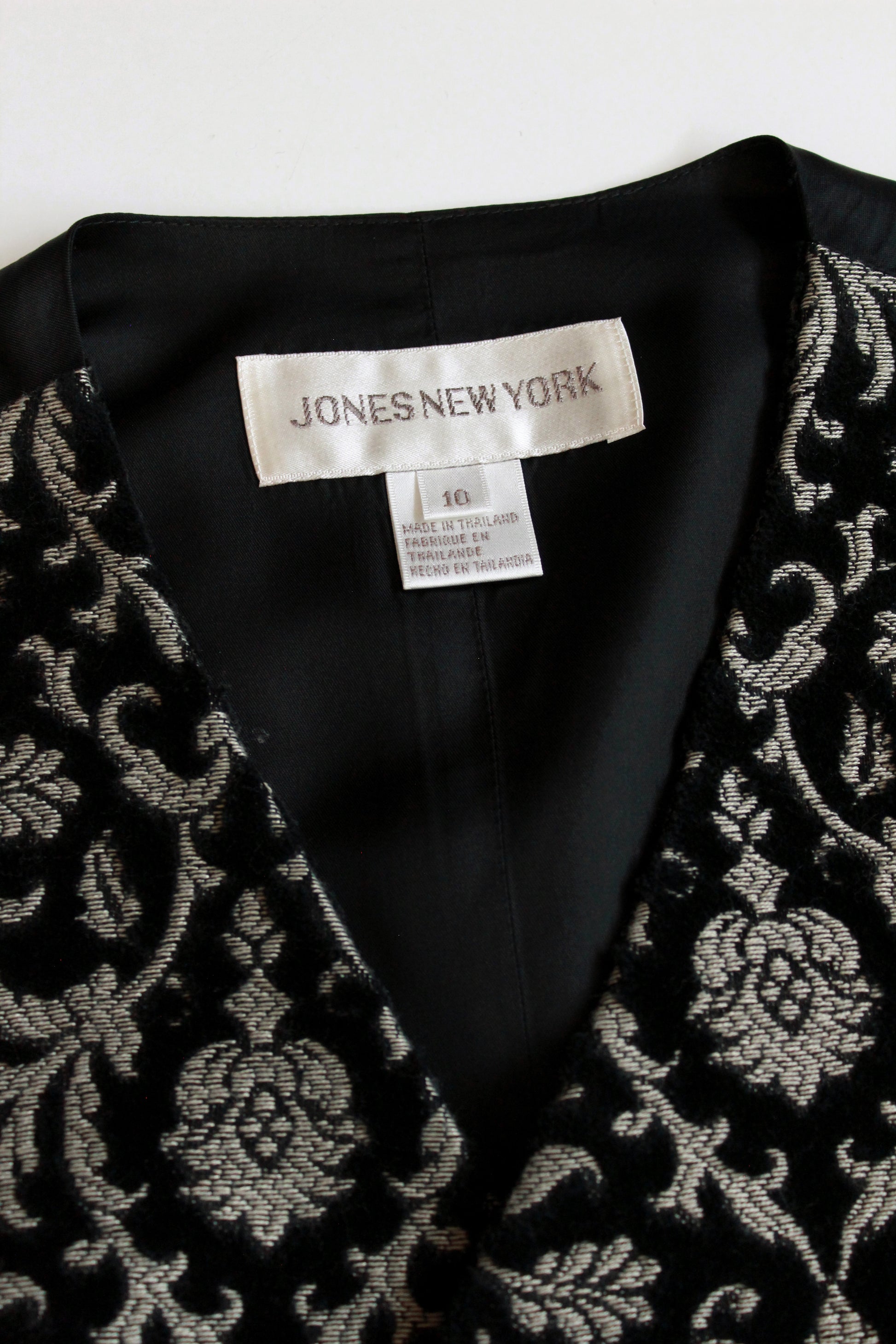 2000s Jones New York Black Vest With Damask Print 