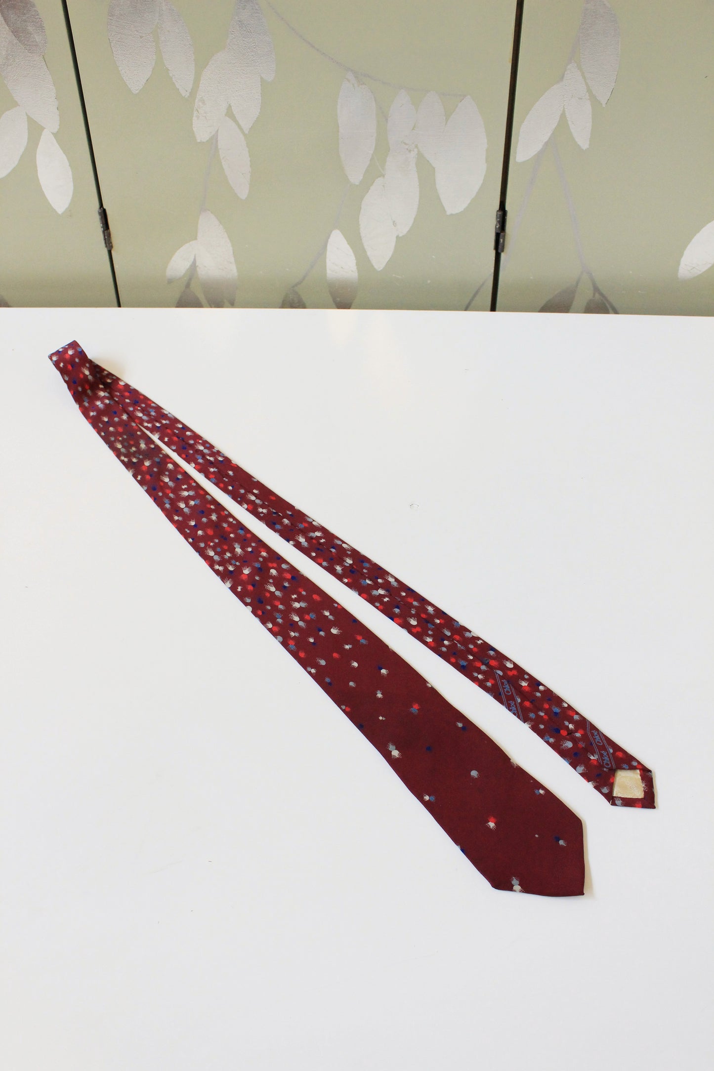 Chloé Burgundy With Multi Coloured Confetti Designer Silk Tie