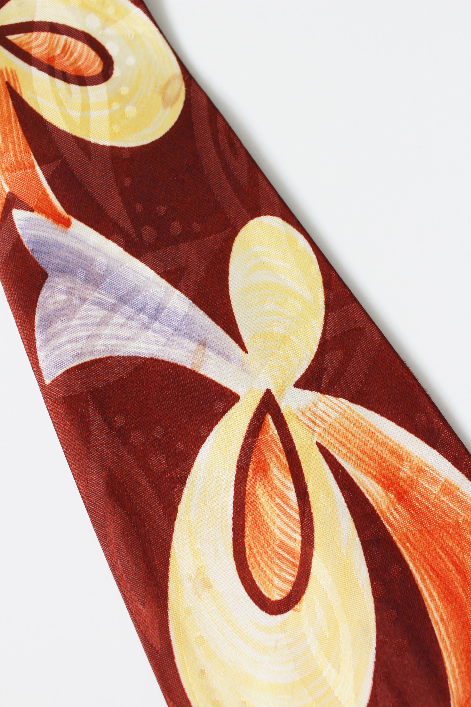 Vintage 1950s Brown Yellow And Orange Swirl Mid Century Tie