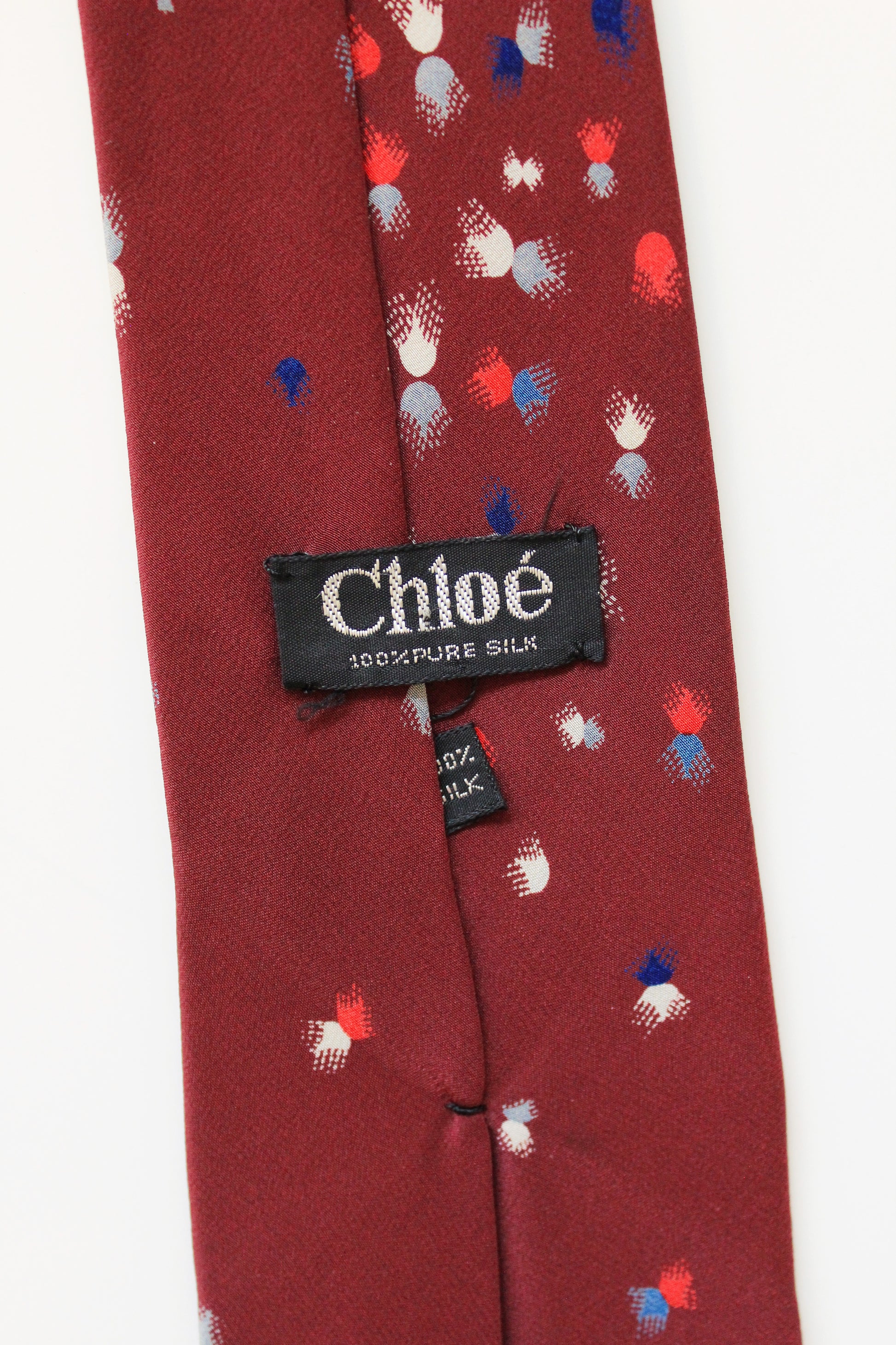 Chloé Burgundy With Multi Coloured Confetti Designer Silk Tie