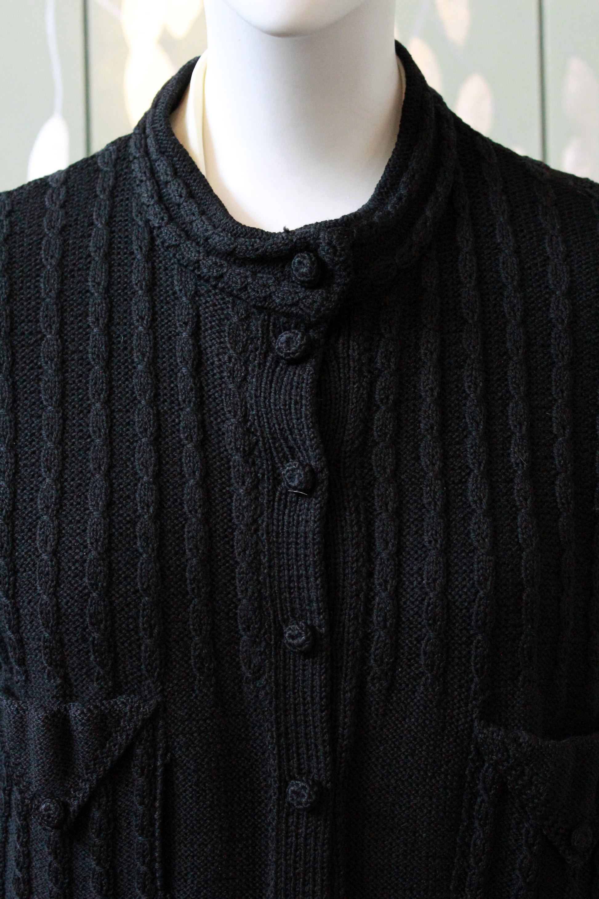 1970s Black Holt Renfrew Cardigan With Belt, Small 