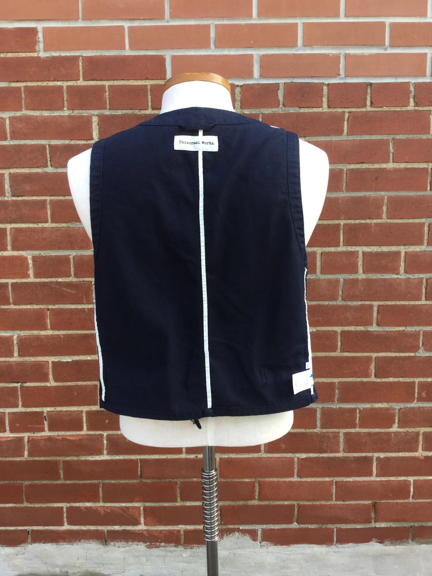 2010s Universal Works Navy Cotton Work Waistcoat (Cropped), Large 