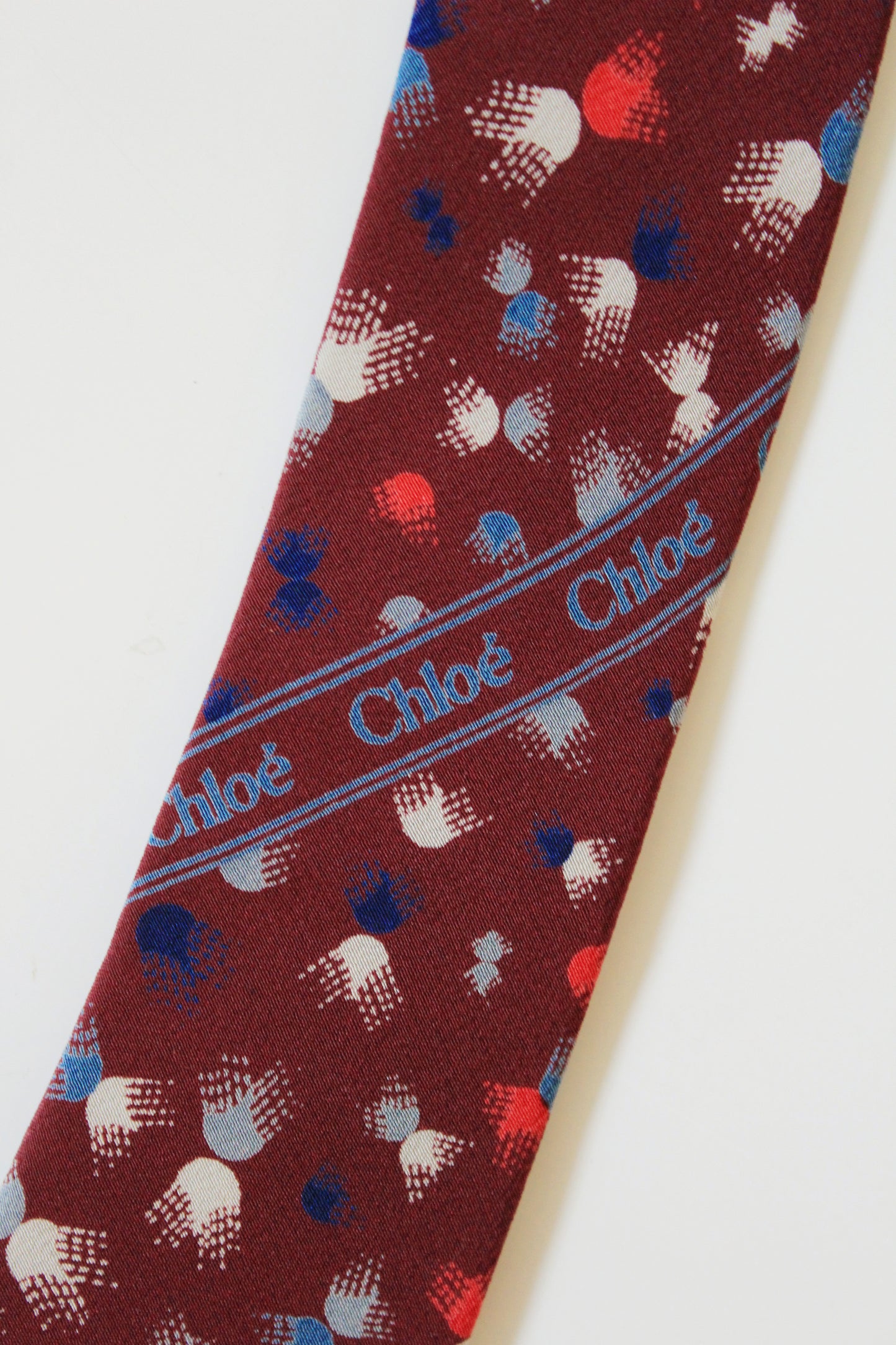 Chloé Burgundy With Multi Coloured Confetti Designer Silk Tie