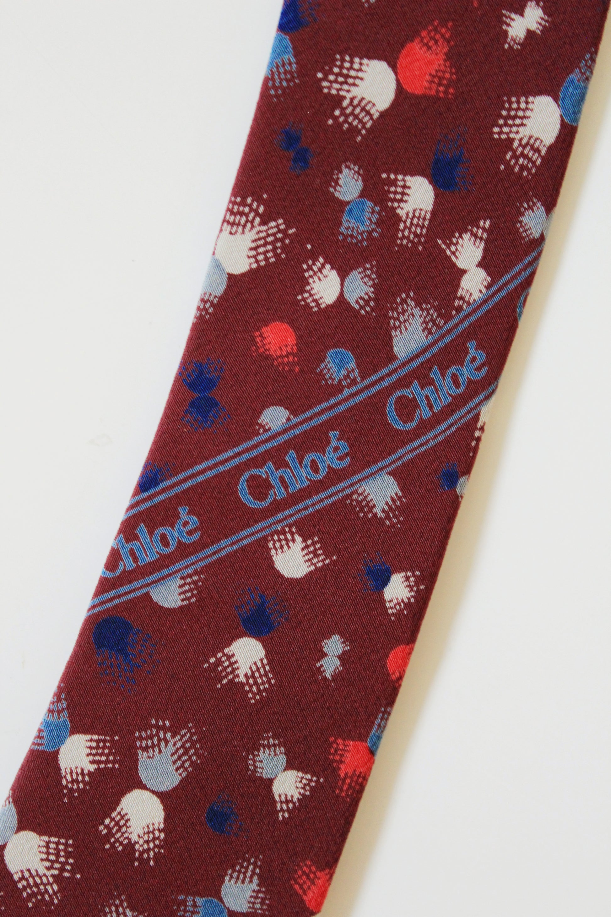 Chloé Burgundy With Multi Coloured Confetti Designer Silk Tie