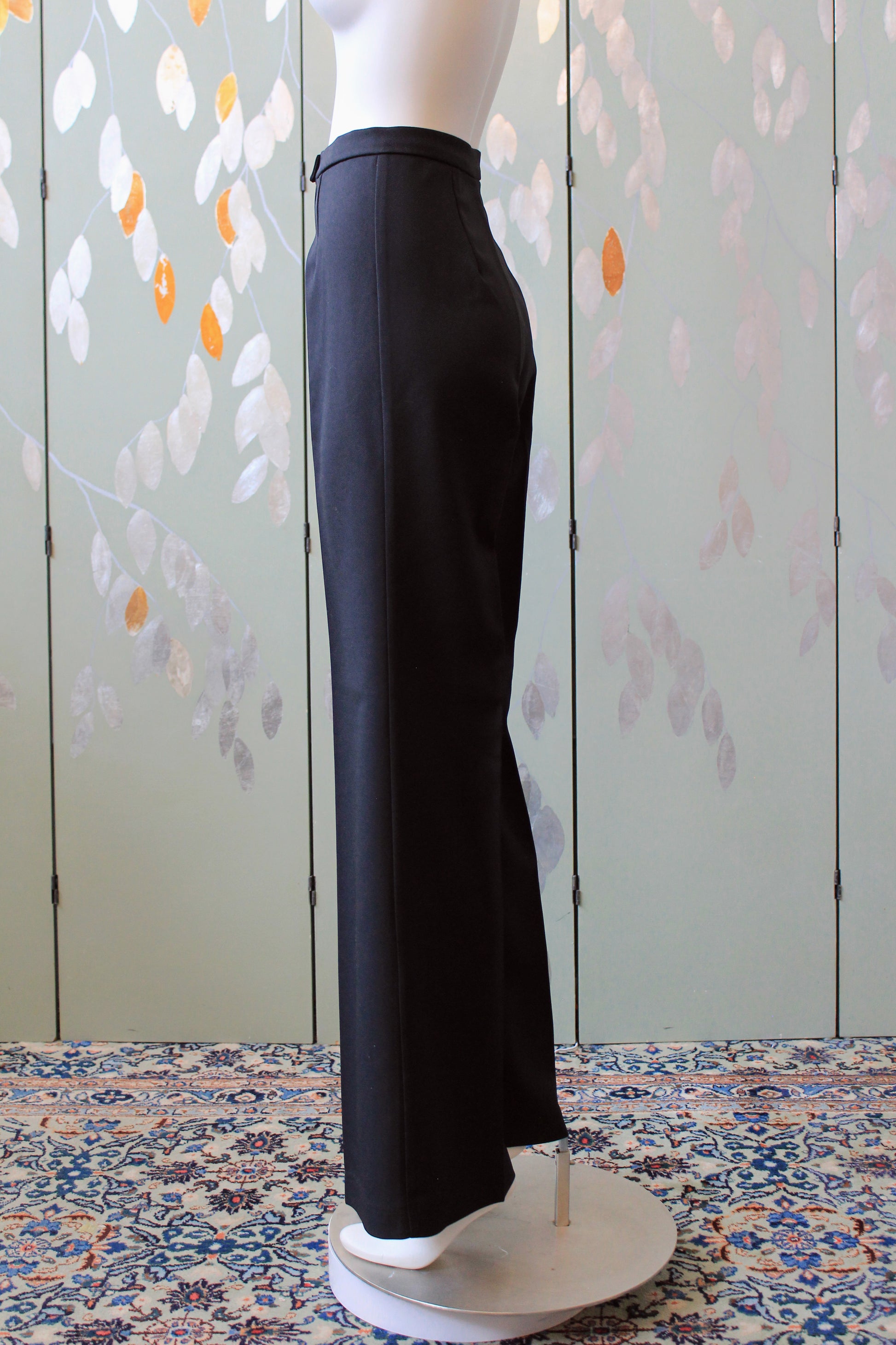 1970s Classic Black Wide Leg Flare Pants, XS