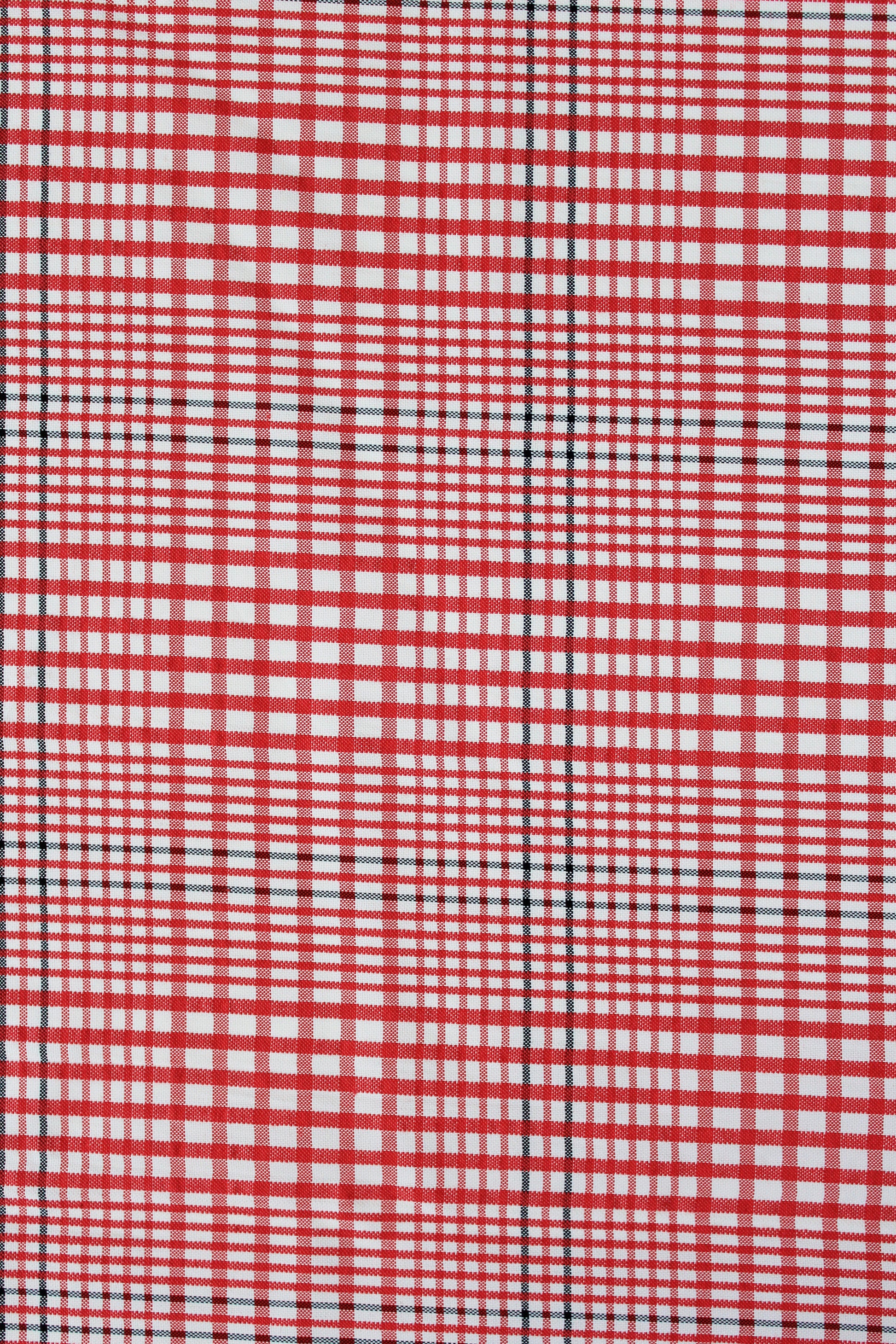 1950s Dark Pink And White Plaid Cotton Vintage Fabric, 4.1 Yards