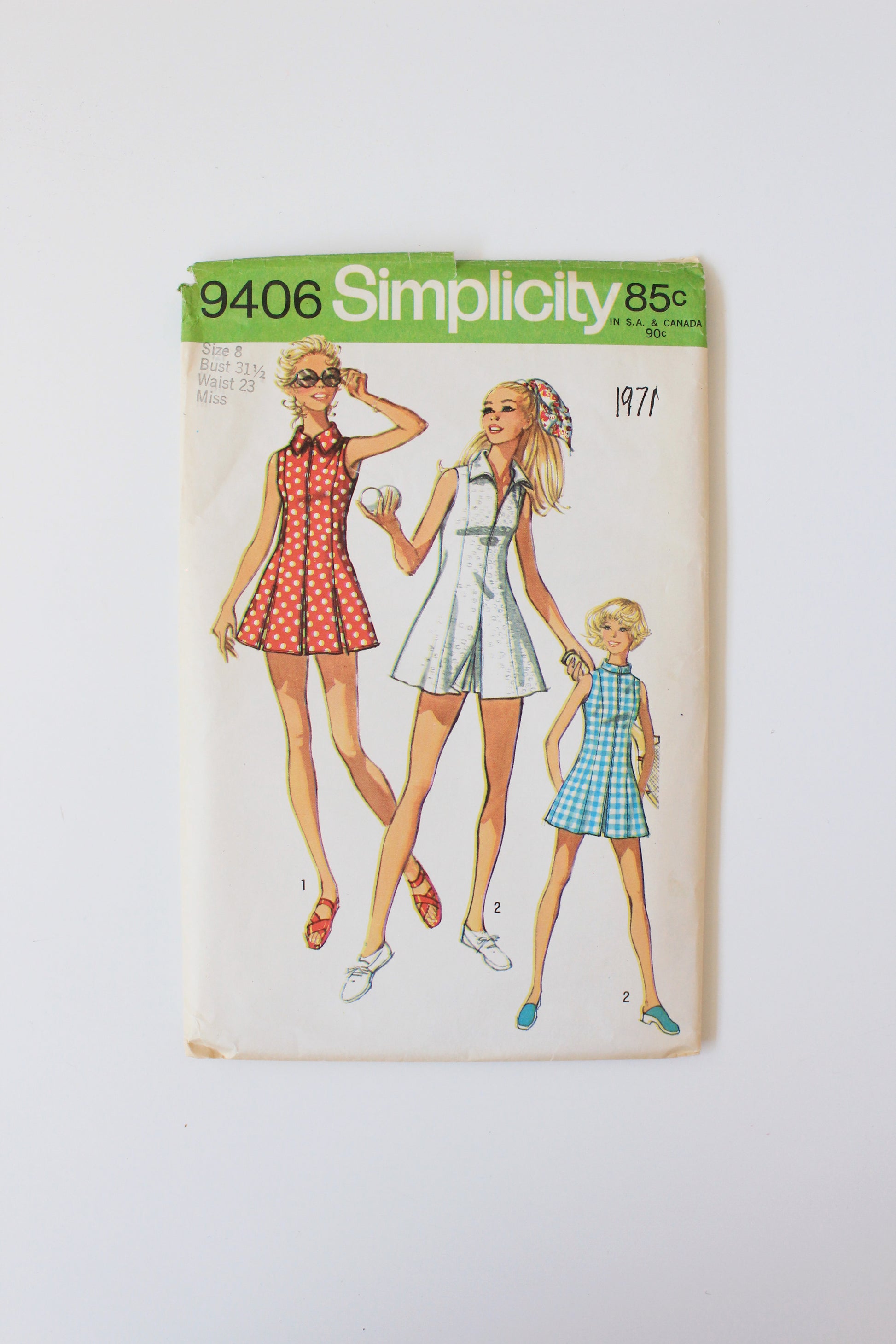 1970s Tennis Dress Or Shorts Simplicity 9406 Sewing Pattern, Uncut, 8