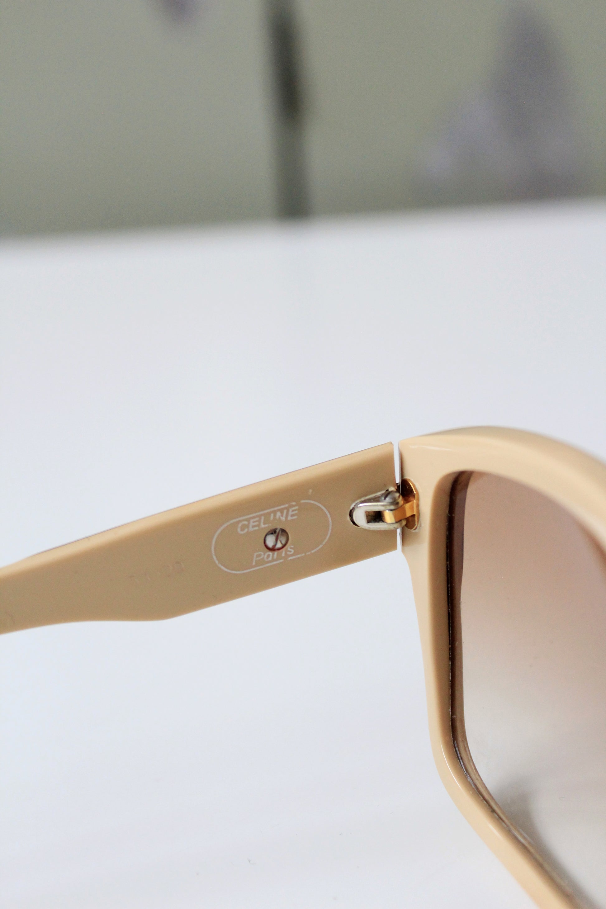 1980s Celinè Tortoise Shell and Beige Designer Sunglasses 