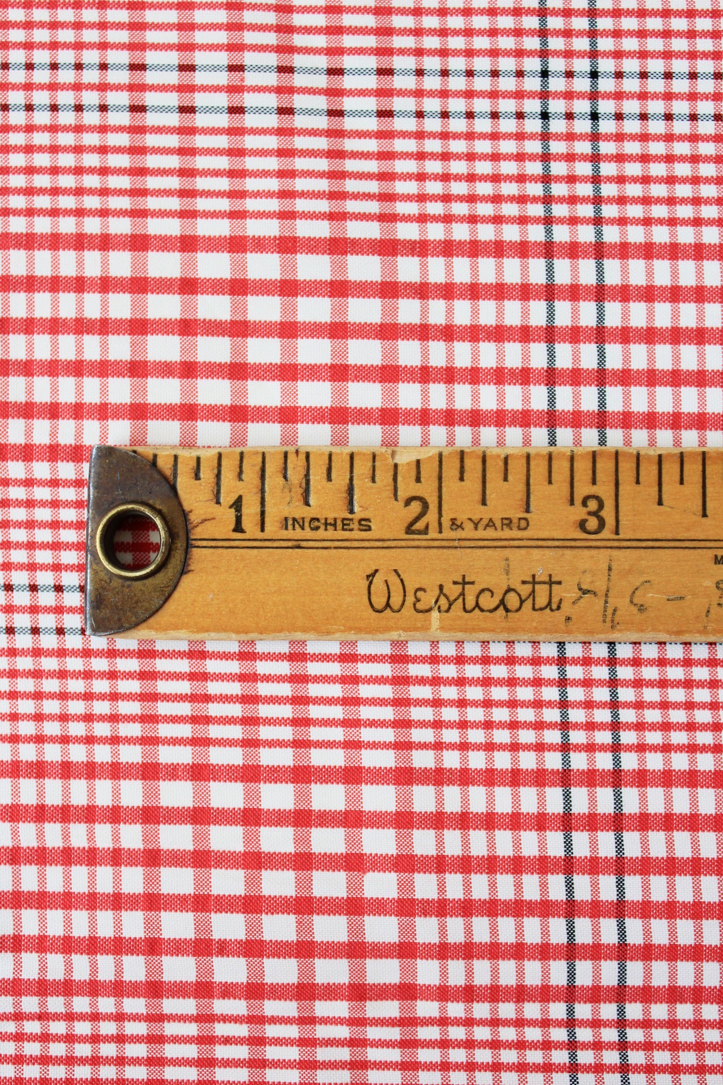 1950s Dark Pink And White Plaid Cotton Vintage Fabric, 4.1 Yards