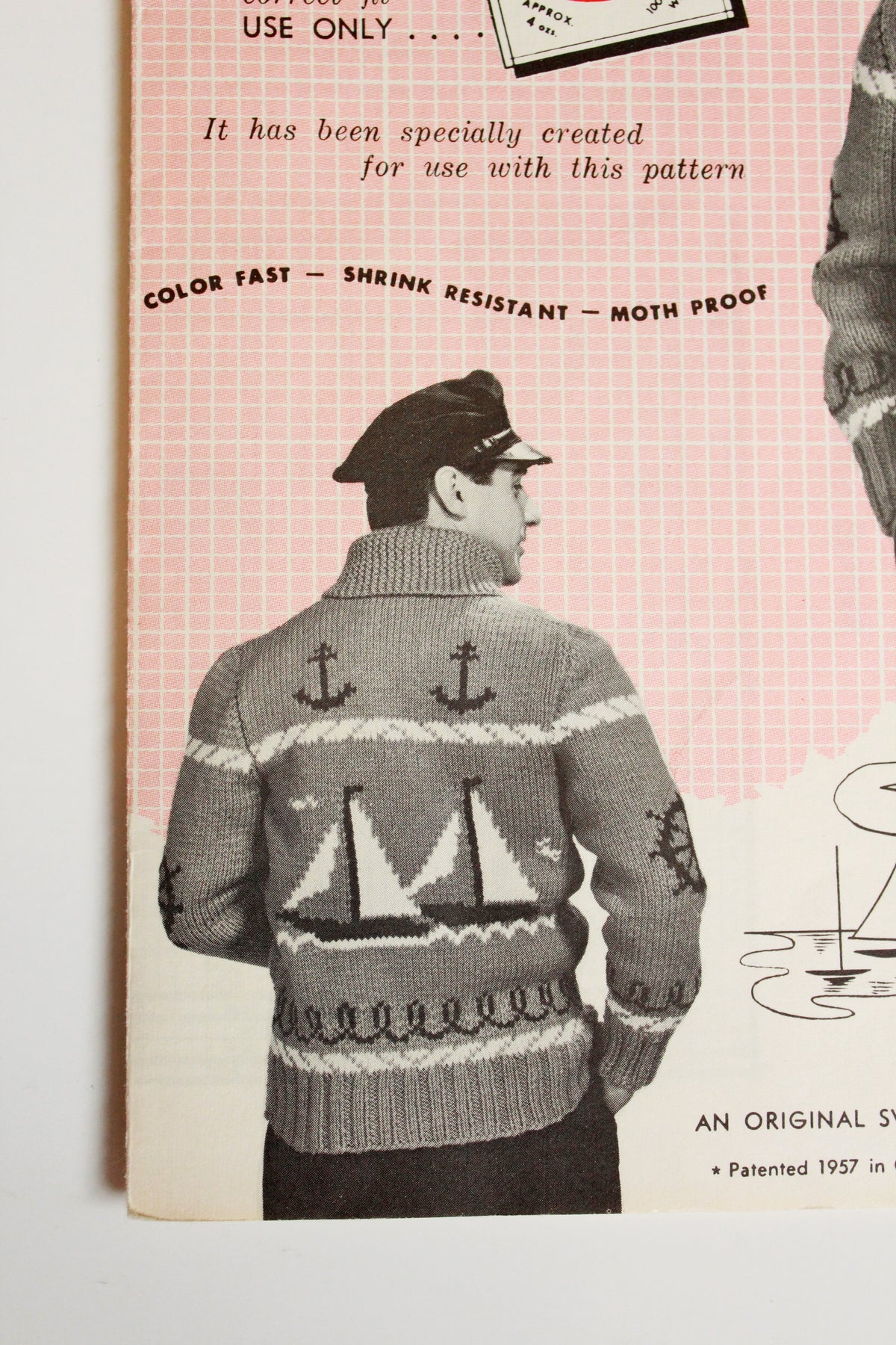 1950s Mary Maxim Mens 4 ply Kitting Pattern 426, Sailing Time 