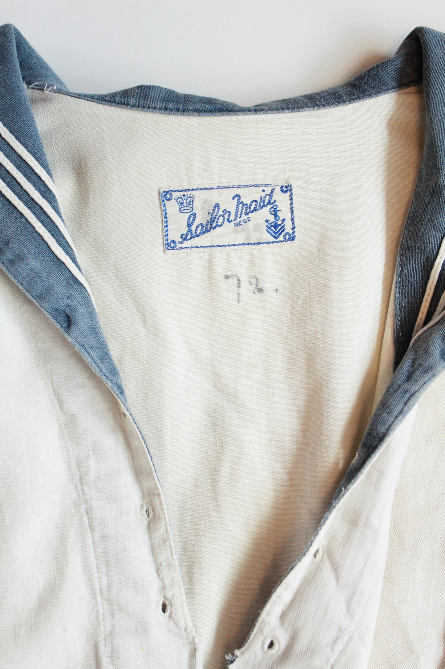 RARE 1920's Signed Sailor Uniform Top From Bishop Strachan Girls School, M/L 