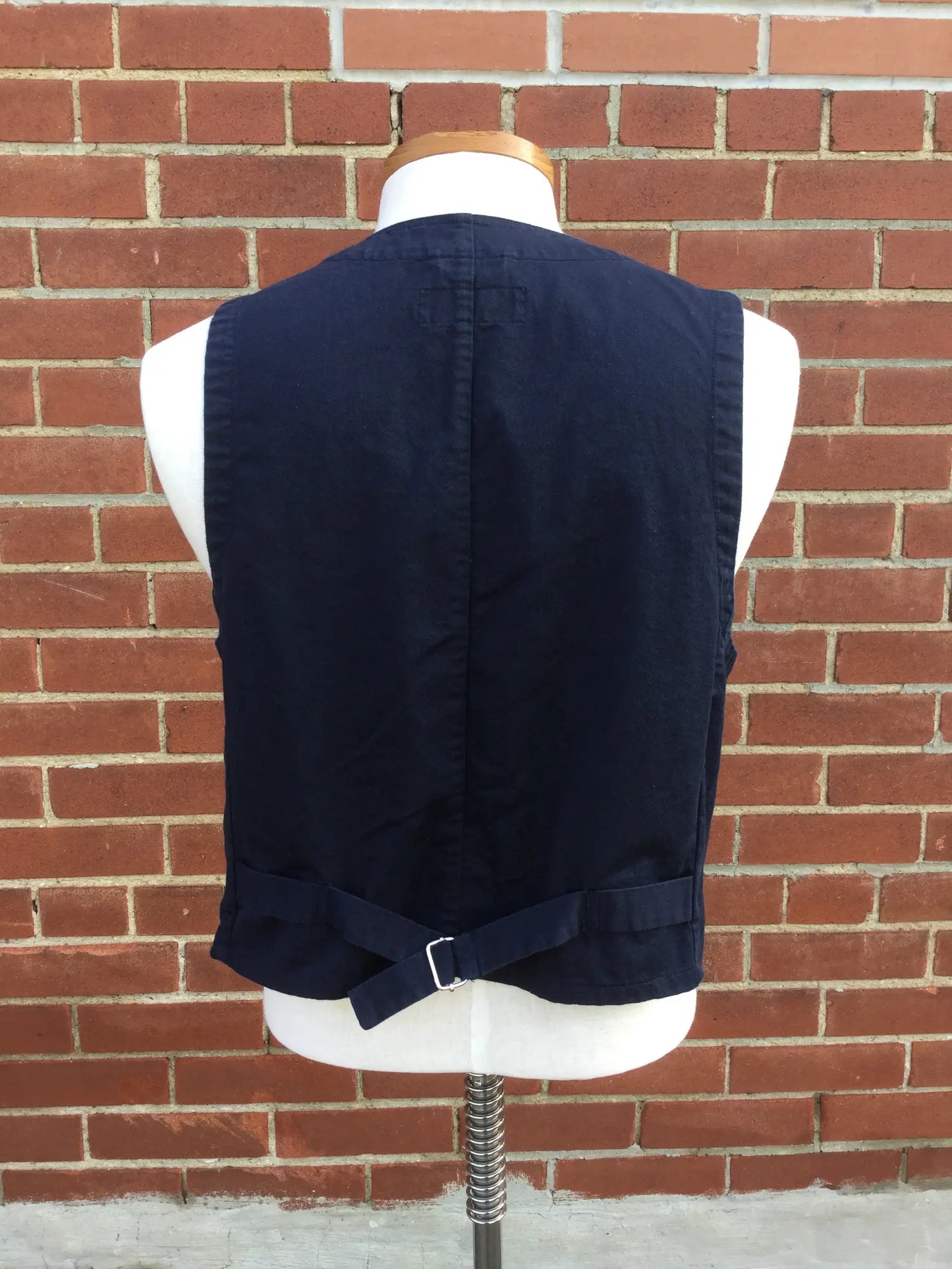 2010s Universal Works Navy Cotton Work Waistcoat (Cropped), Large 