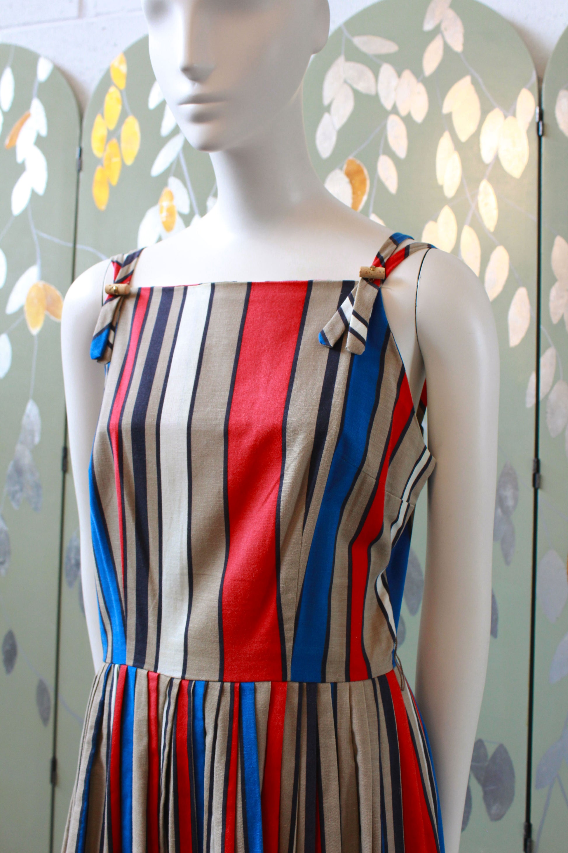 Vintage 1970s Does 1950s Striped Fit And Flare Dress