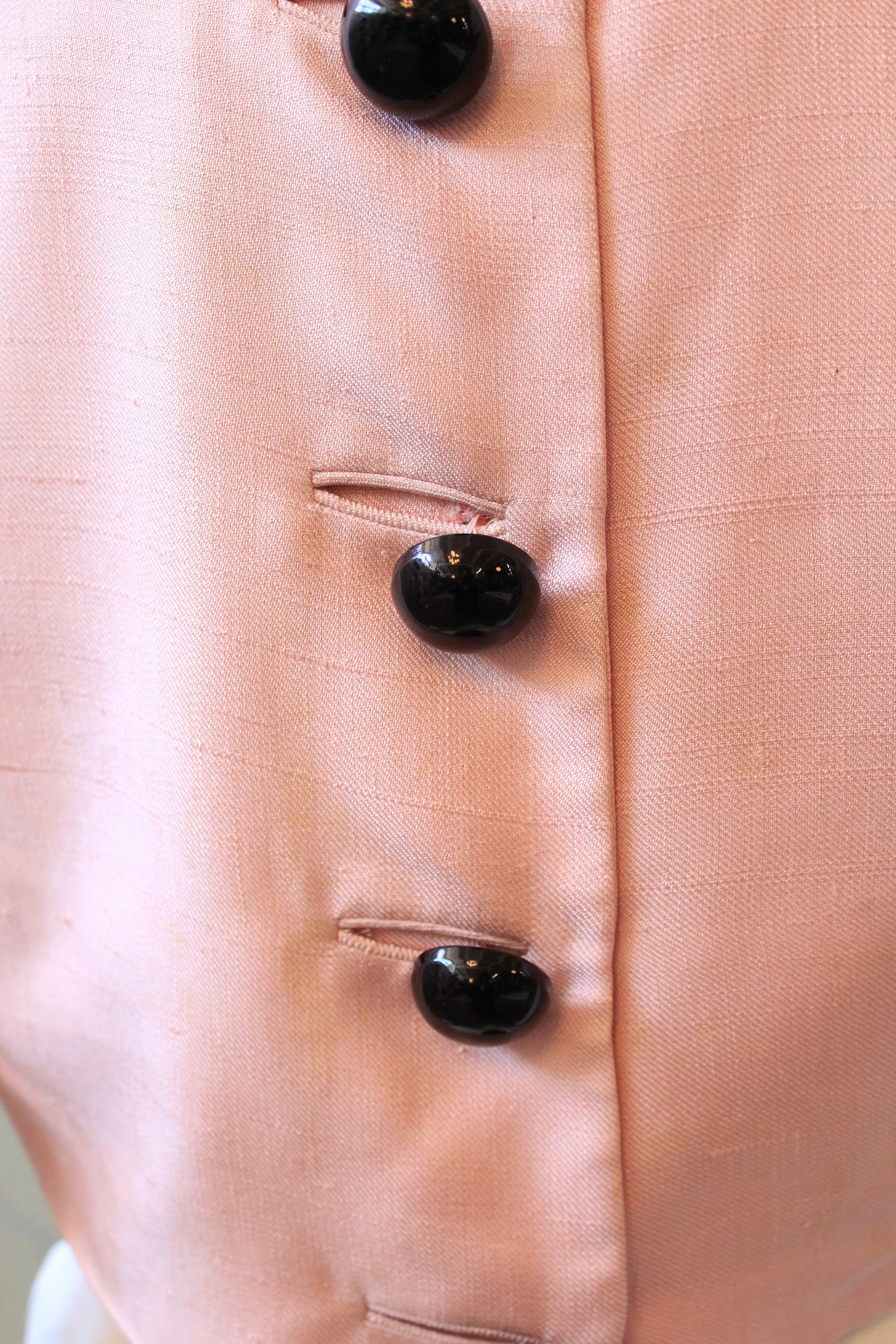 Vintage 1960s Pink Sleeveless Top With Oversized Black Buttons, XS