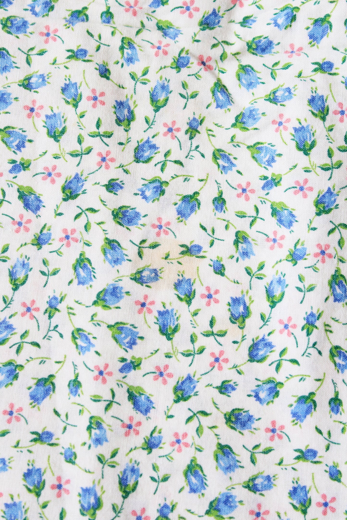 1950s White Pink/Blue Tulip Cotton Duvet Cover Sewing Fabric, Twin Bed, 4.6 yards