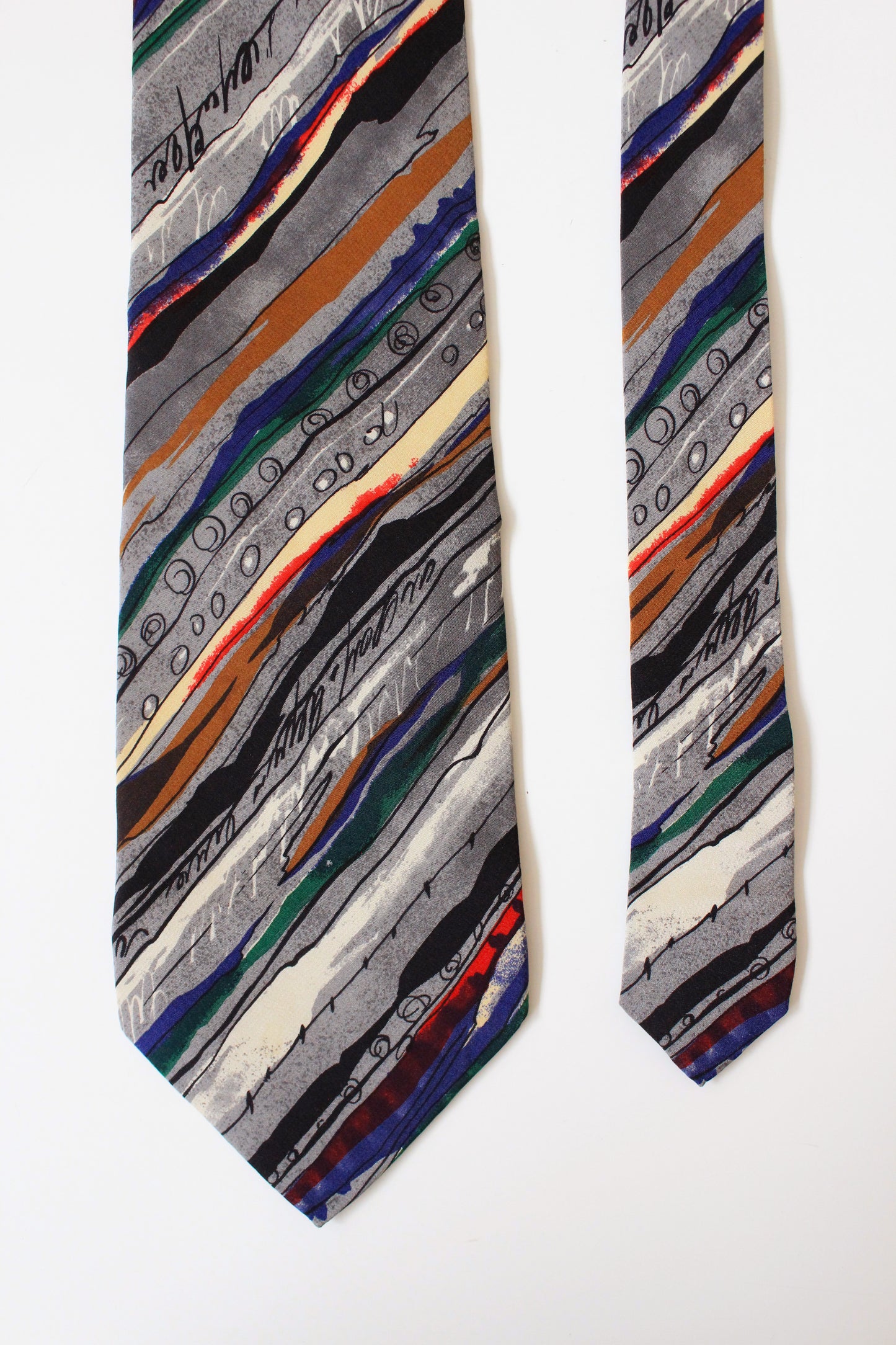 1990s Ungaro Multicoloured Organic Stripe Silk Designer tie
