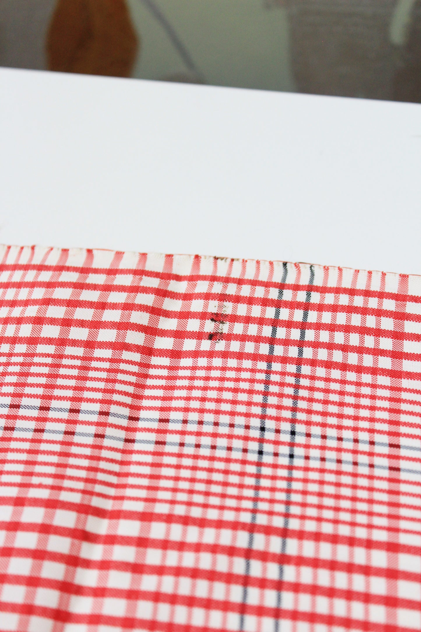 1950s Dark Pink And White Plaid Cotton Vintage Fabric, 4.1 Yards