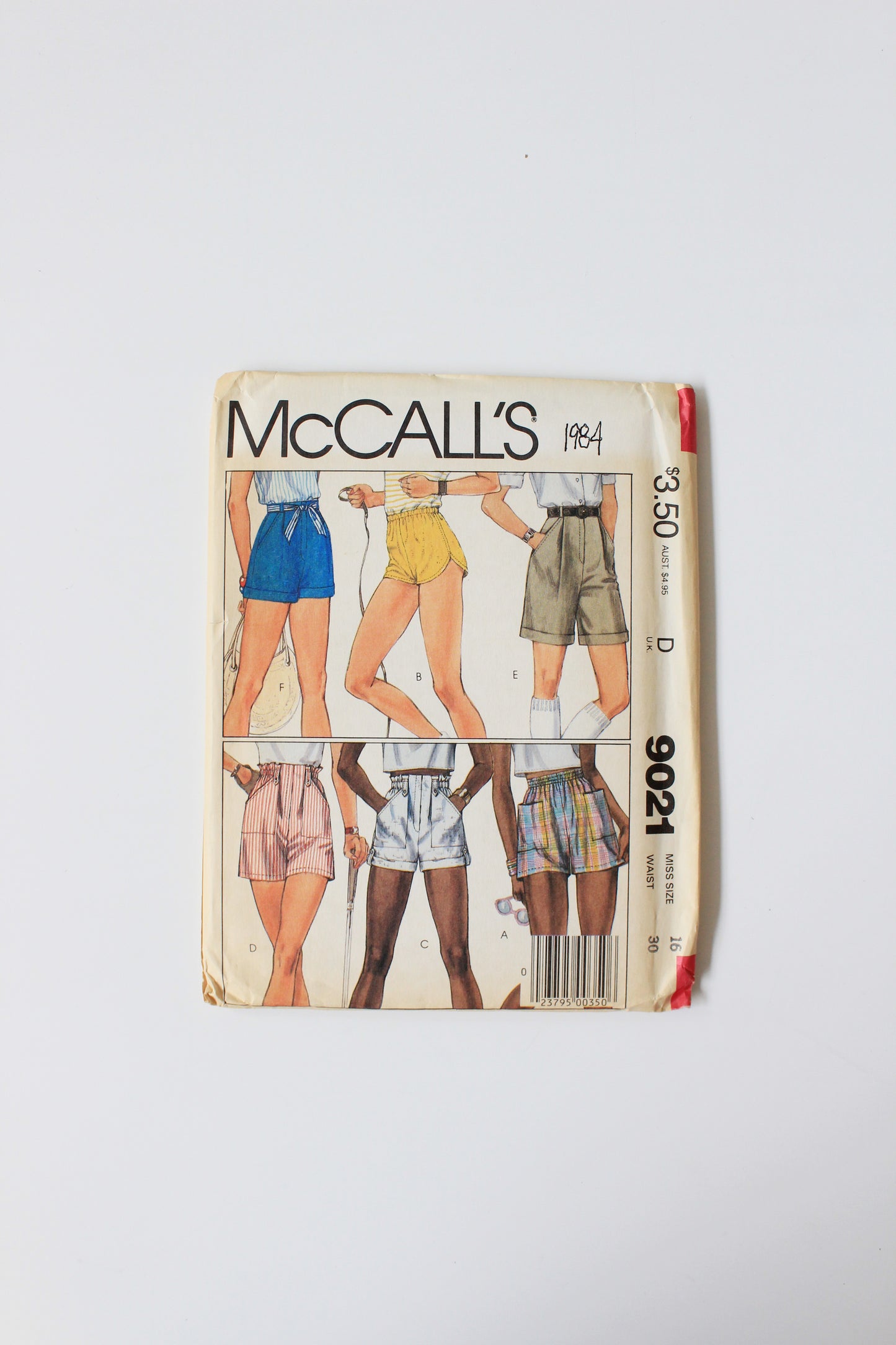 1980s Various Shorts McCall's 9021 Sewing Pattern, Uncut Size 16