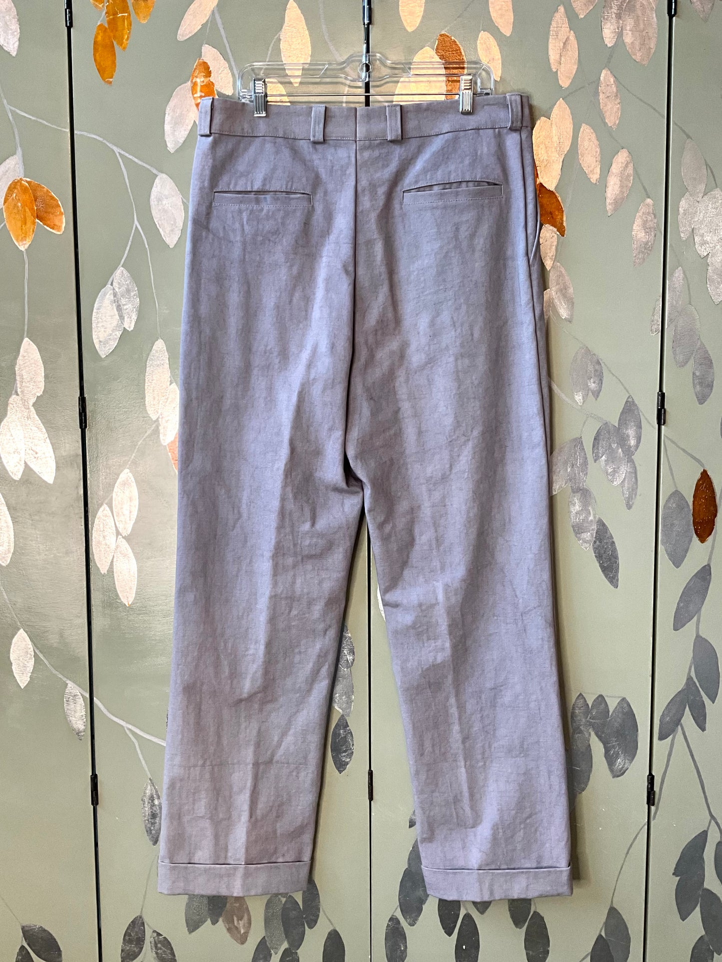 Reproduction 30s-Style Periwinkle Blue Cotton Men's Button Fly Uniform Pants, W36