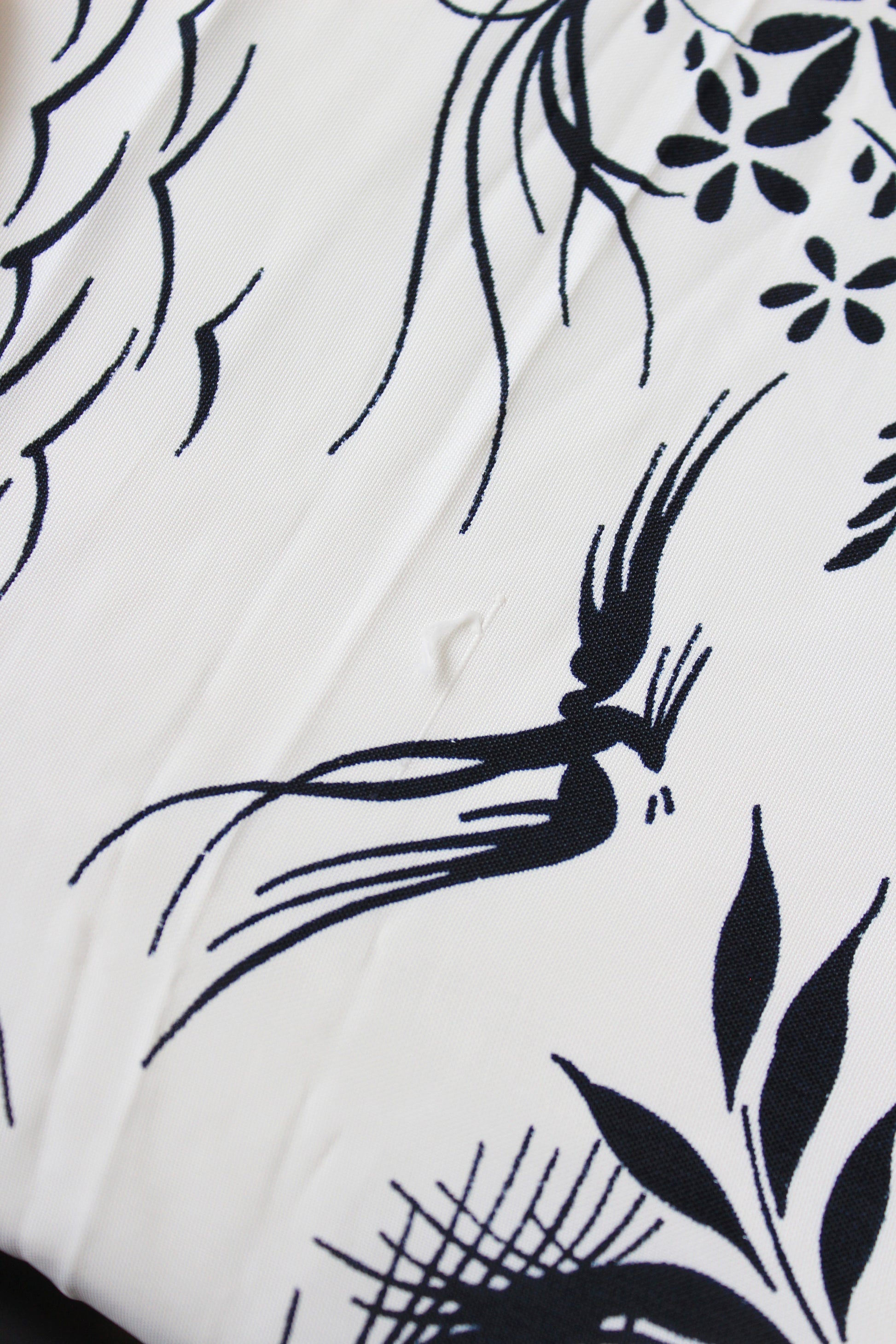 1940s Novelty Black And White Every Day Asian Countryside Print Rayon Sewing Fabric, 3.9 Yards