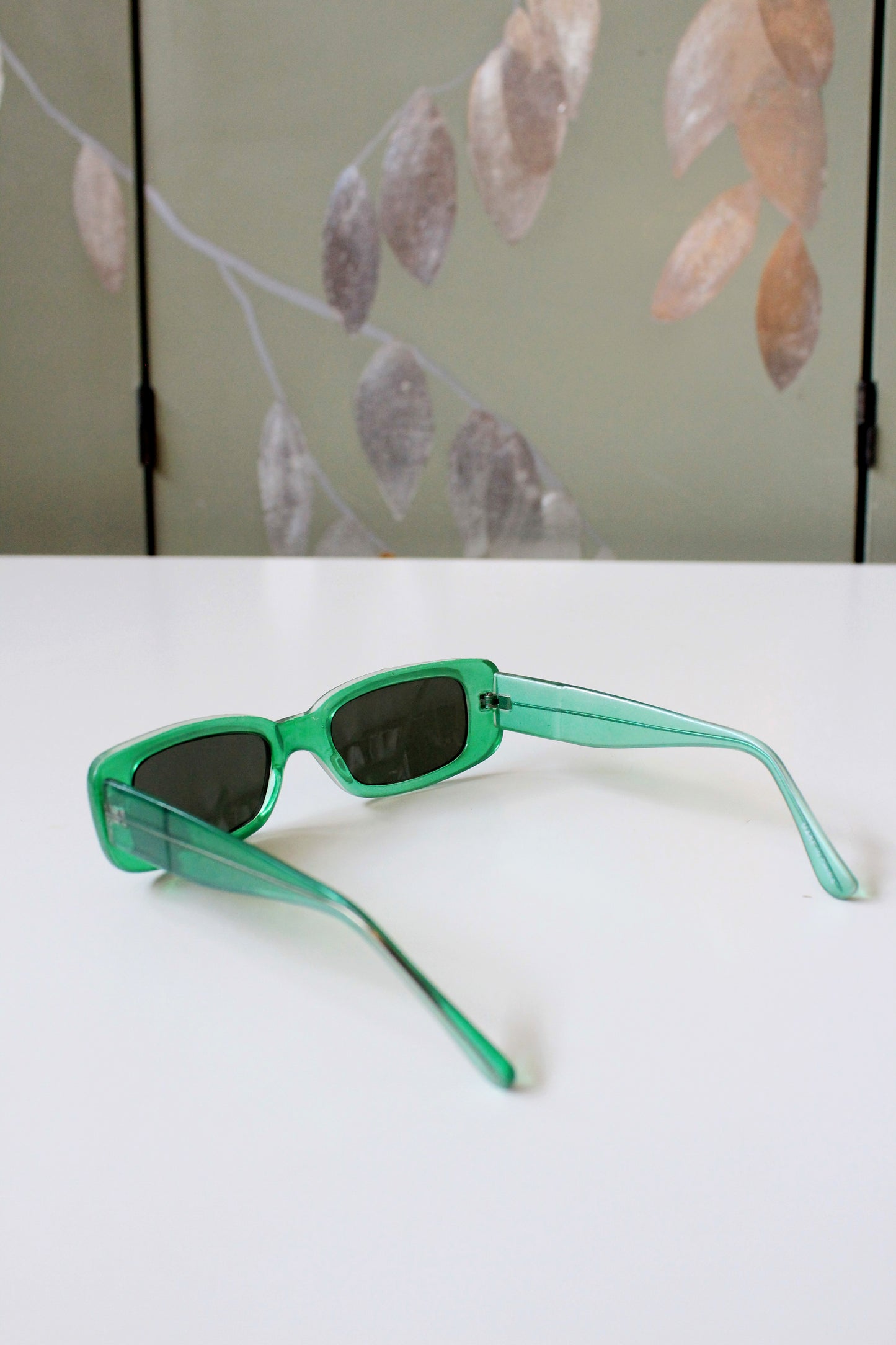 1990s Green Rectangular Sunglasses 