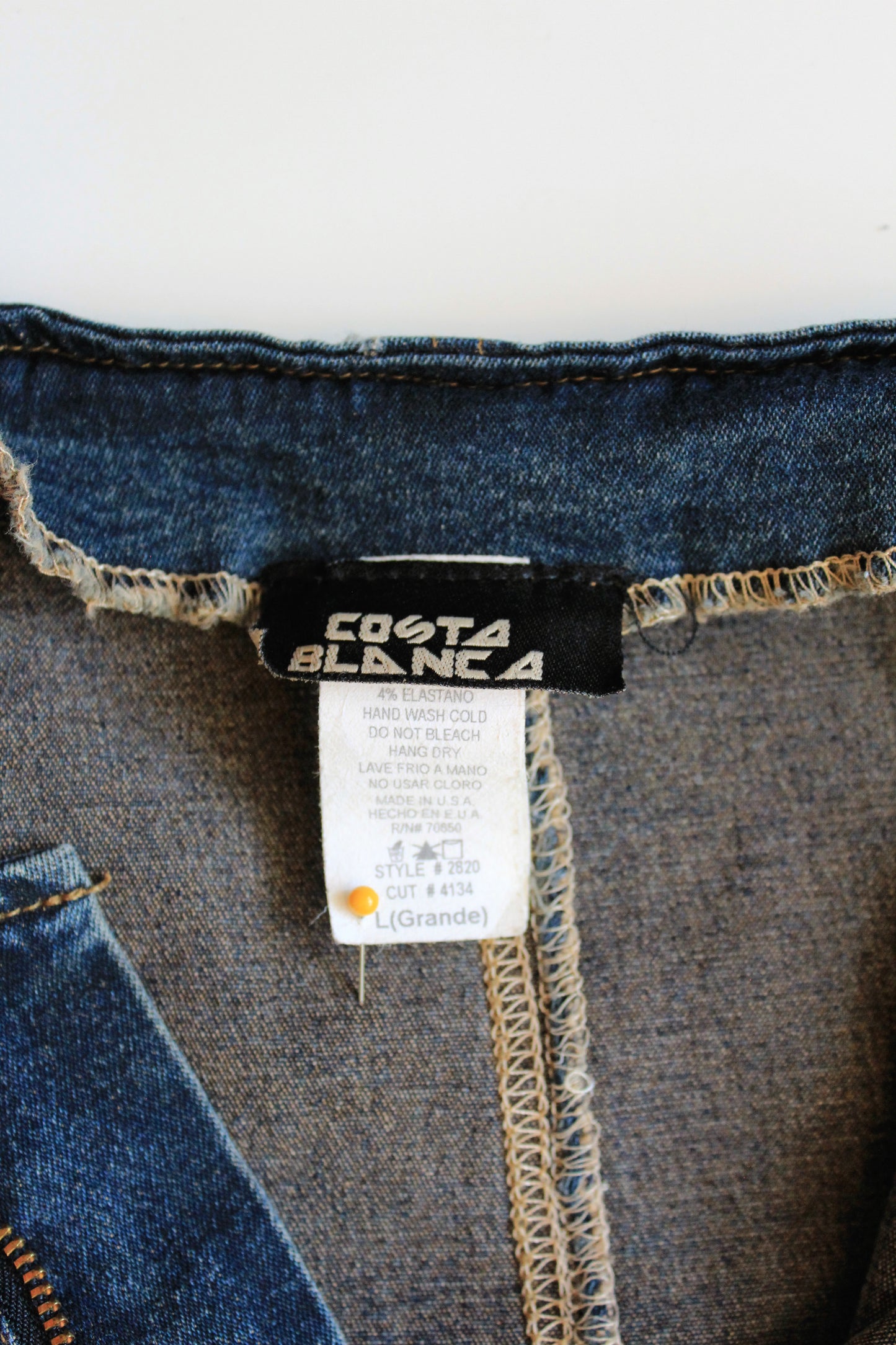Early 2000s Dark Wash And Beige Ankle Length Skirt, Large