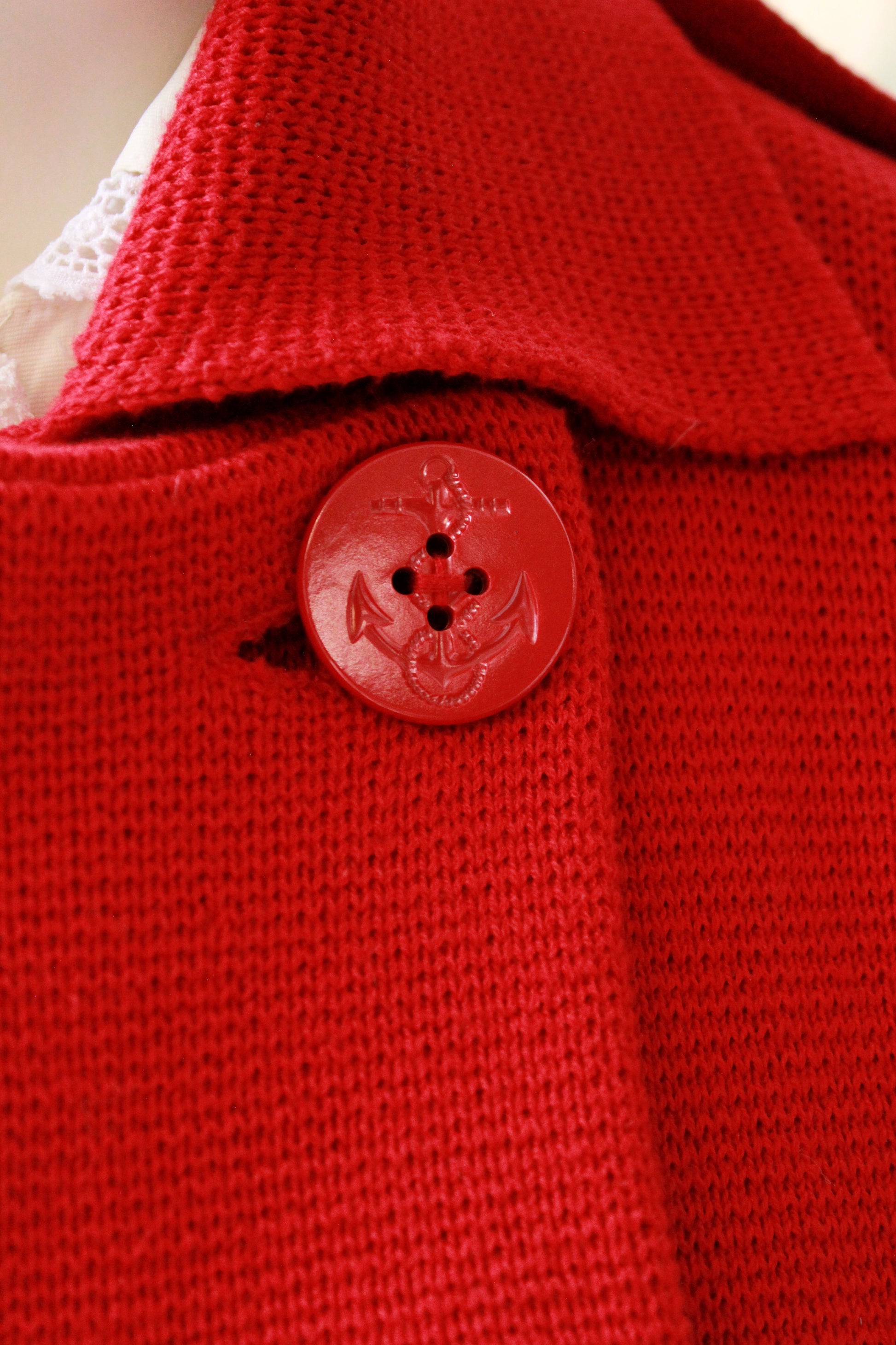 Vintage Early 2000s Ralph Lauren Red Double Breasted Cardigan, Medium