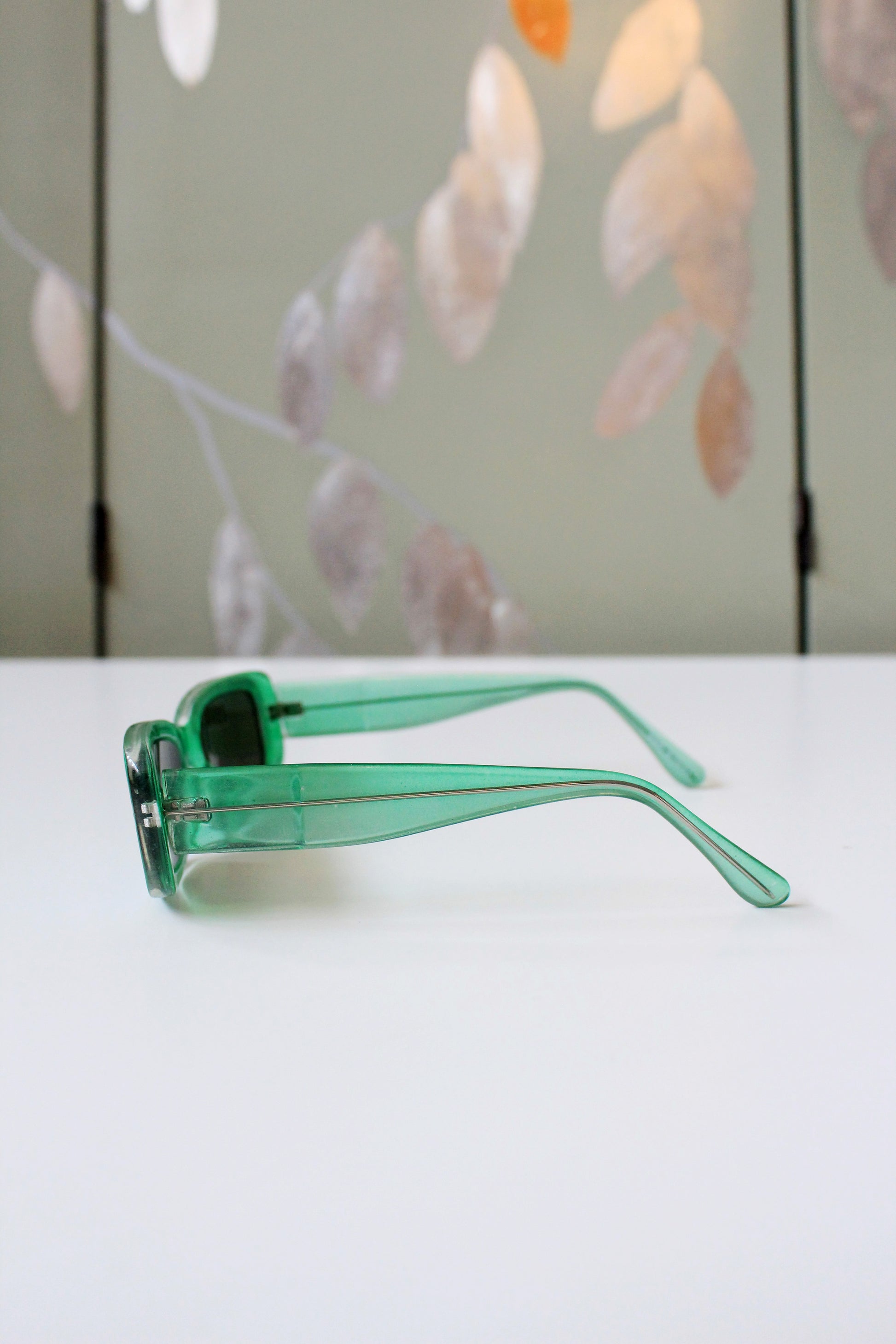 1990s Green Rectangular Sunglasses 