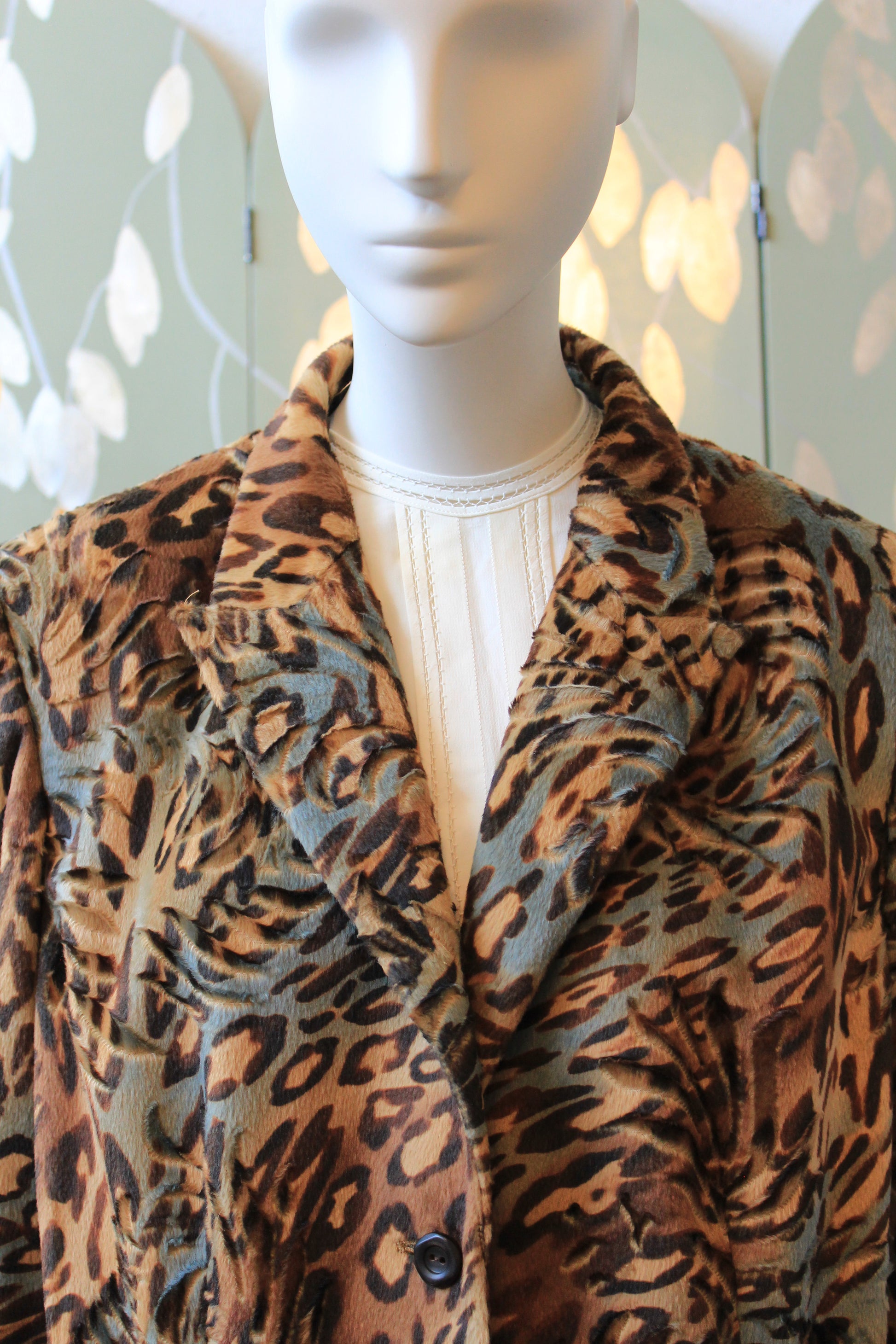 Early 2000s Tiger Print Coat In Tan And Grey, Medium