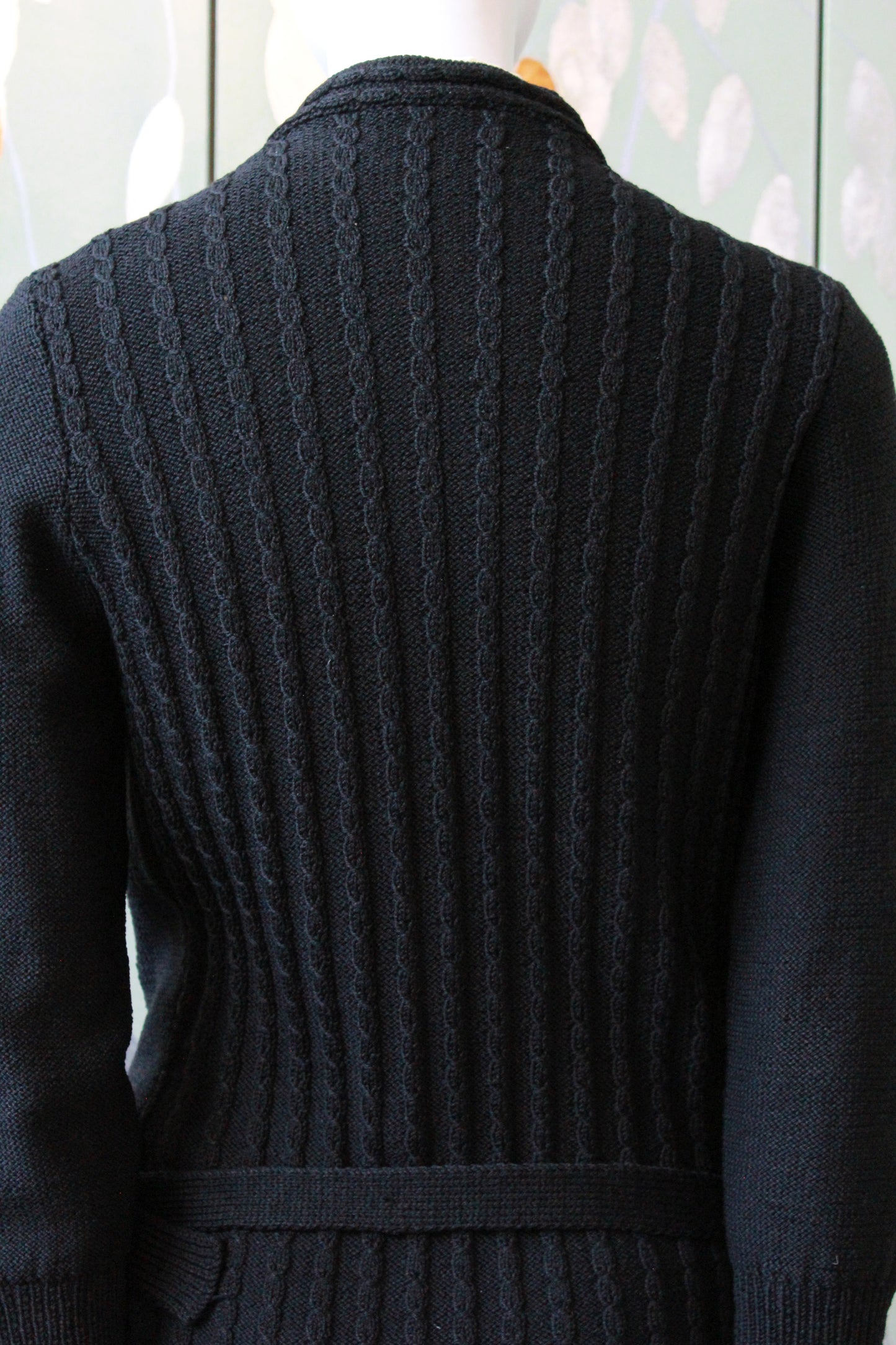 1970s Black Holt Renfrew Cardigan With Belt, Small 