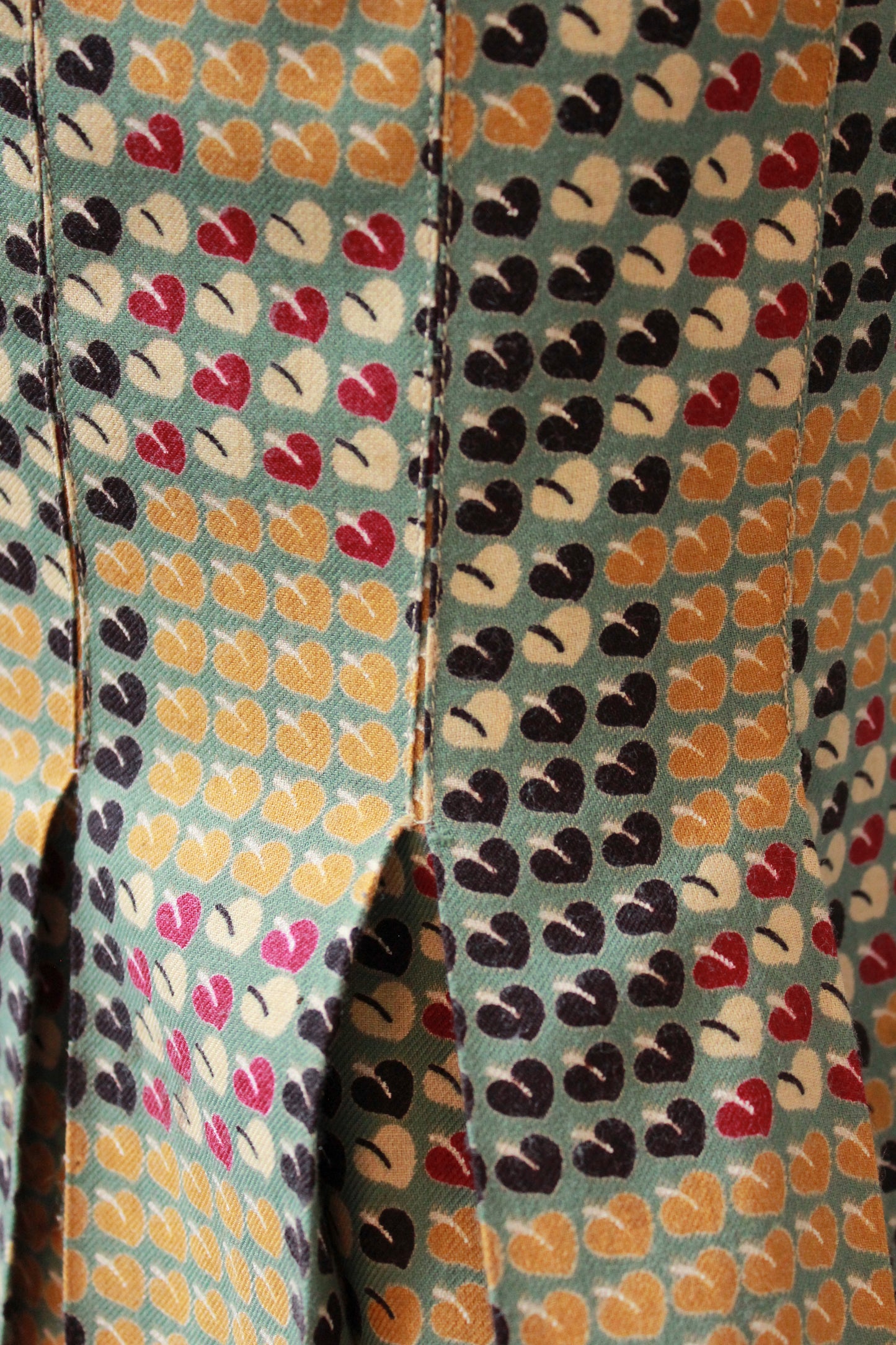 1970s Franck Olivier Pleated Leaf Print Skirt, Small