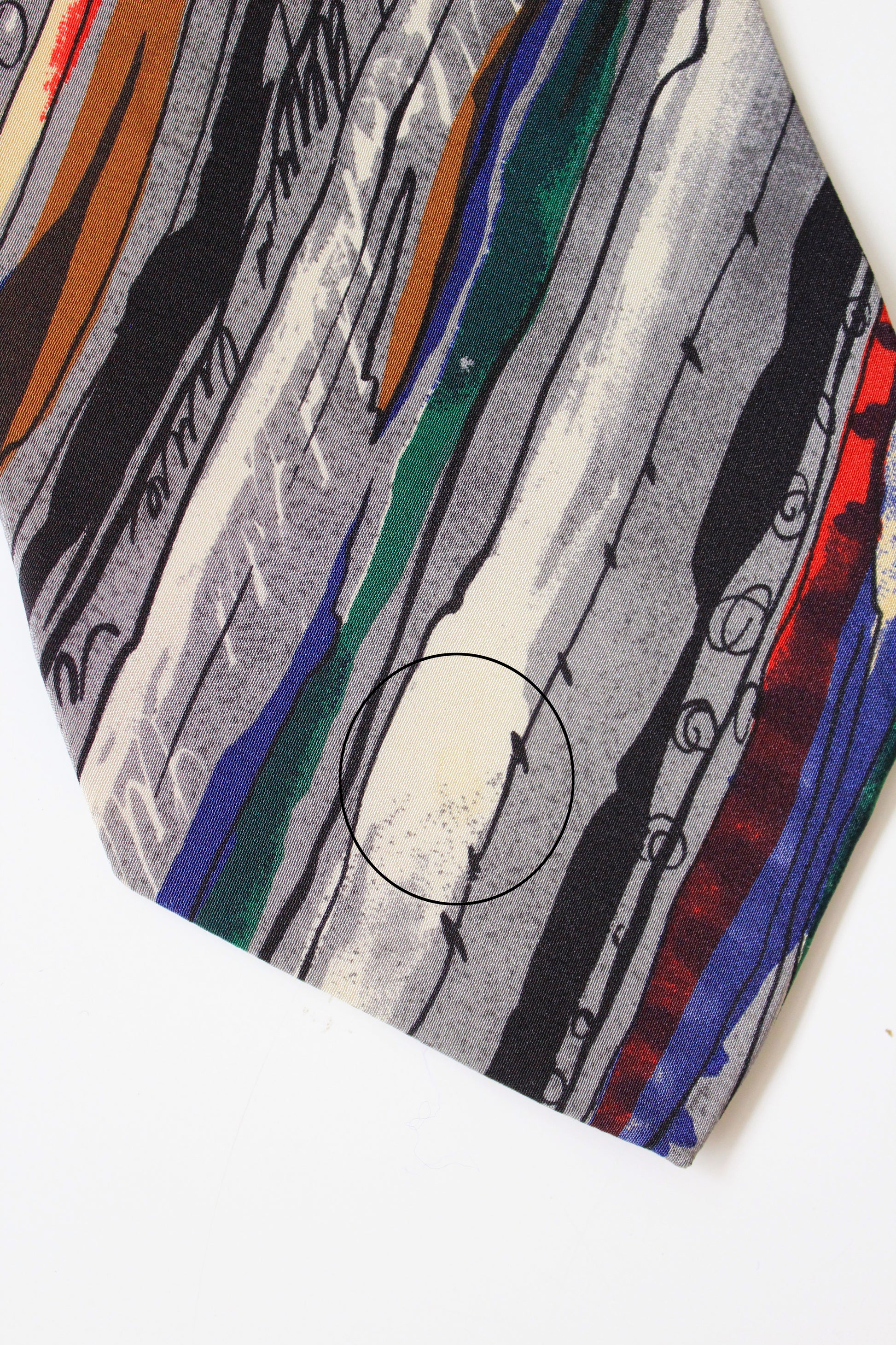  1990s Ungaro Multicoloured Organic Stripe Silk Designer tie