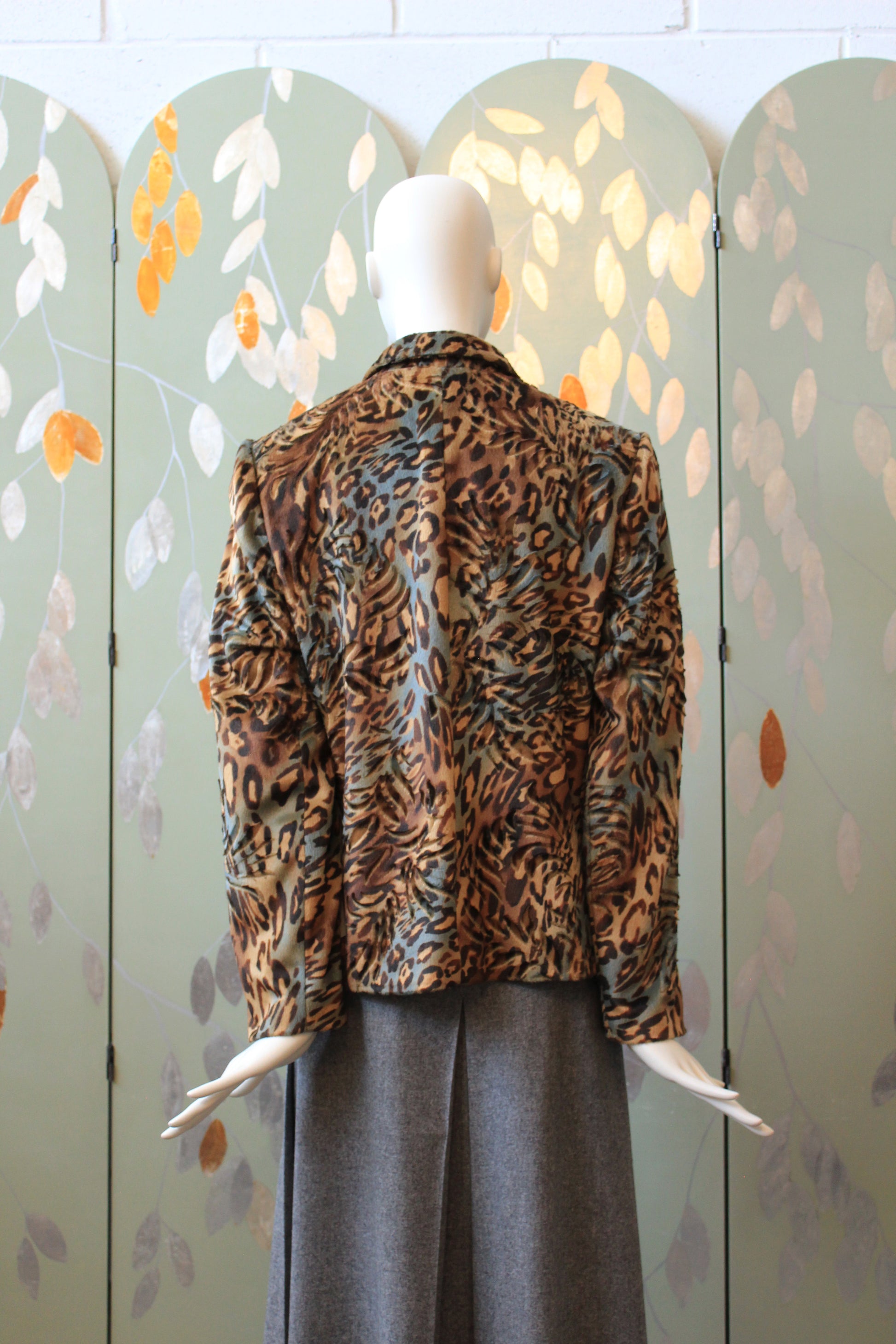 Early 2000s Tiger Print Coat In Tan And Grey, Medium